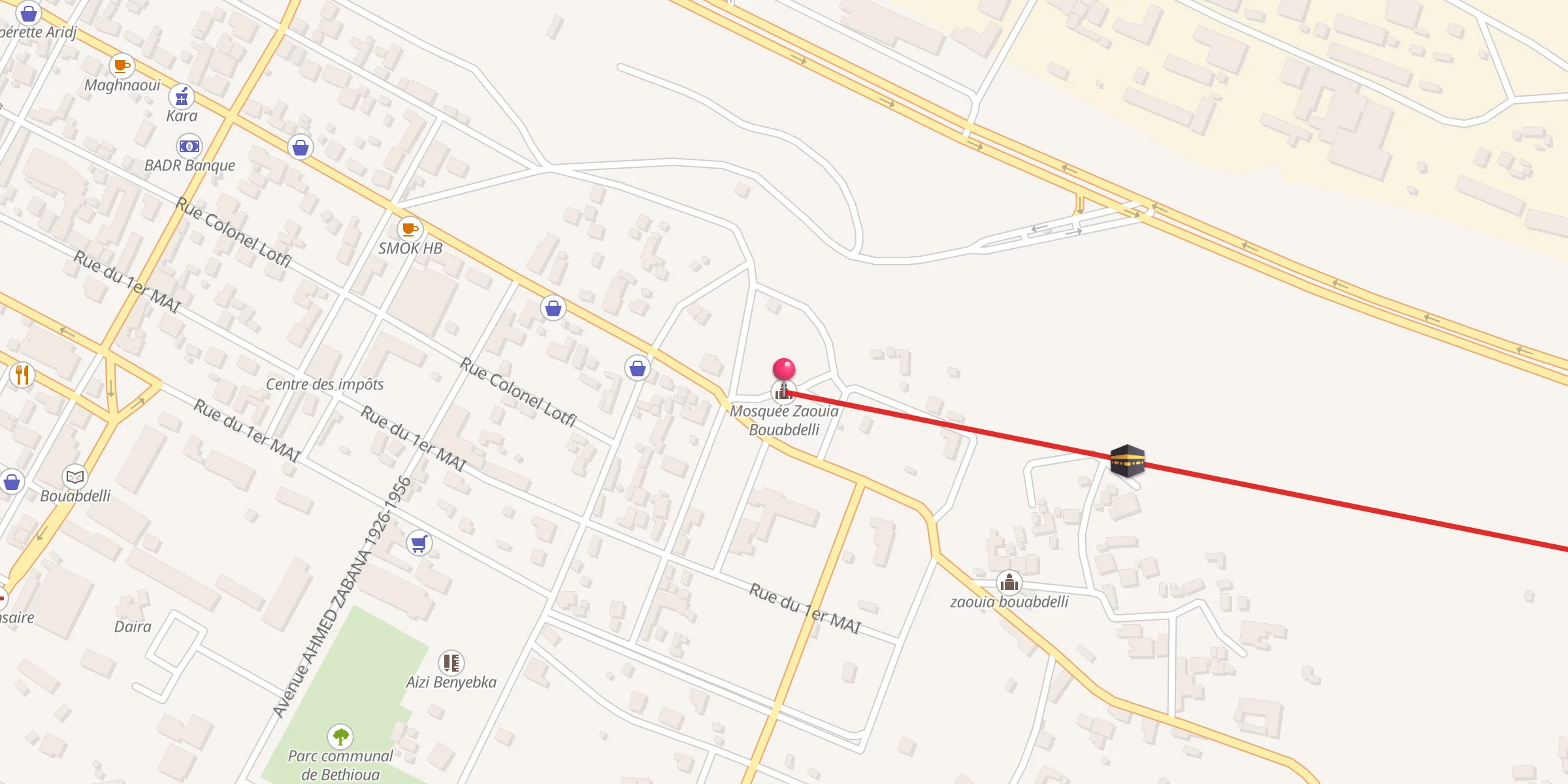 Carte de localisation : Mosquée Zaouia Bouabdelli