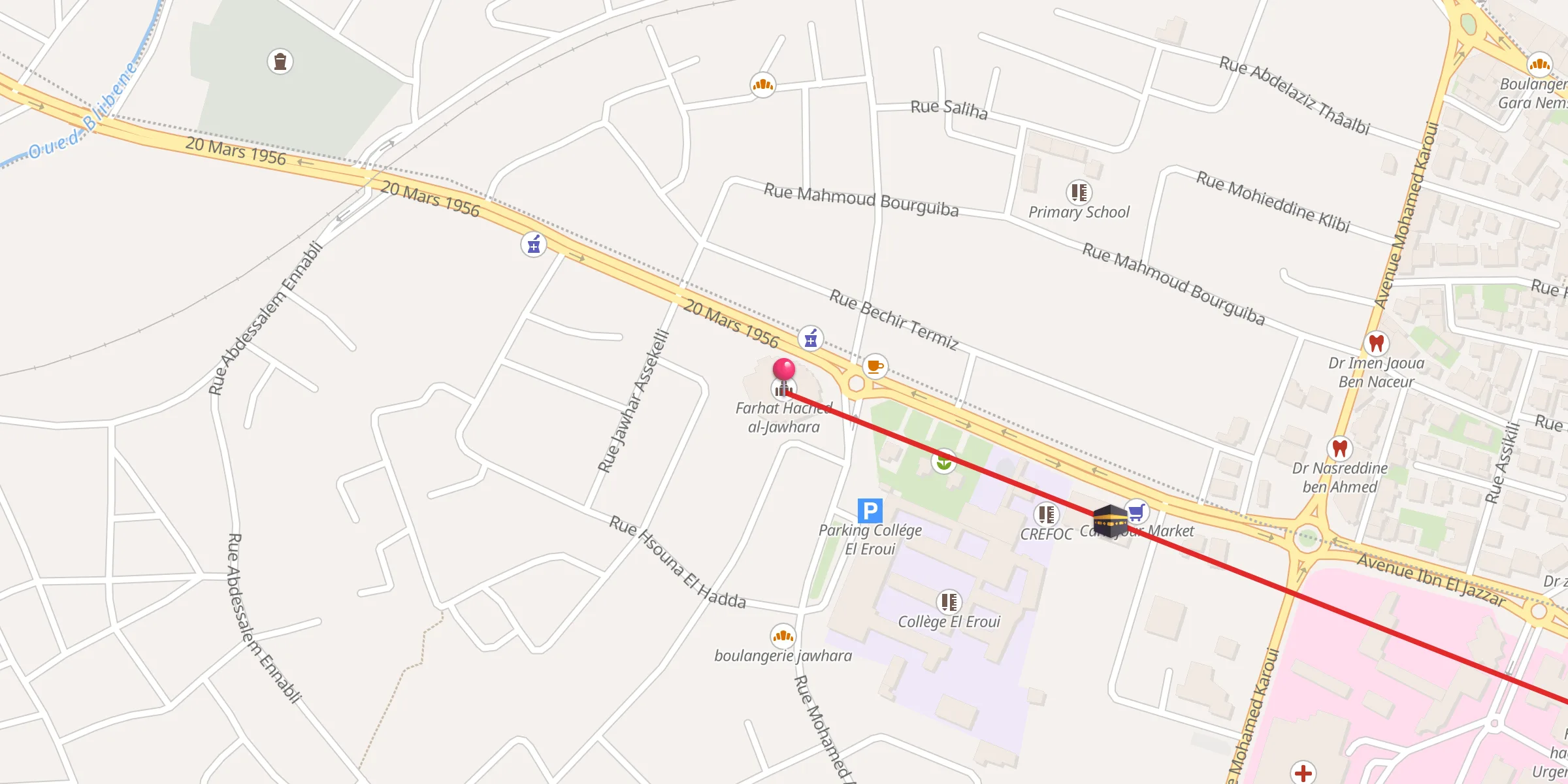 Carte de localisation : Farhat Hached al-Jawhara