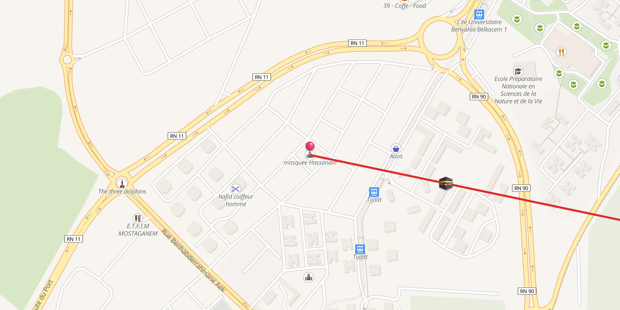 Carte de localisation : mosquee Hassanain