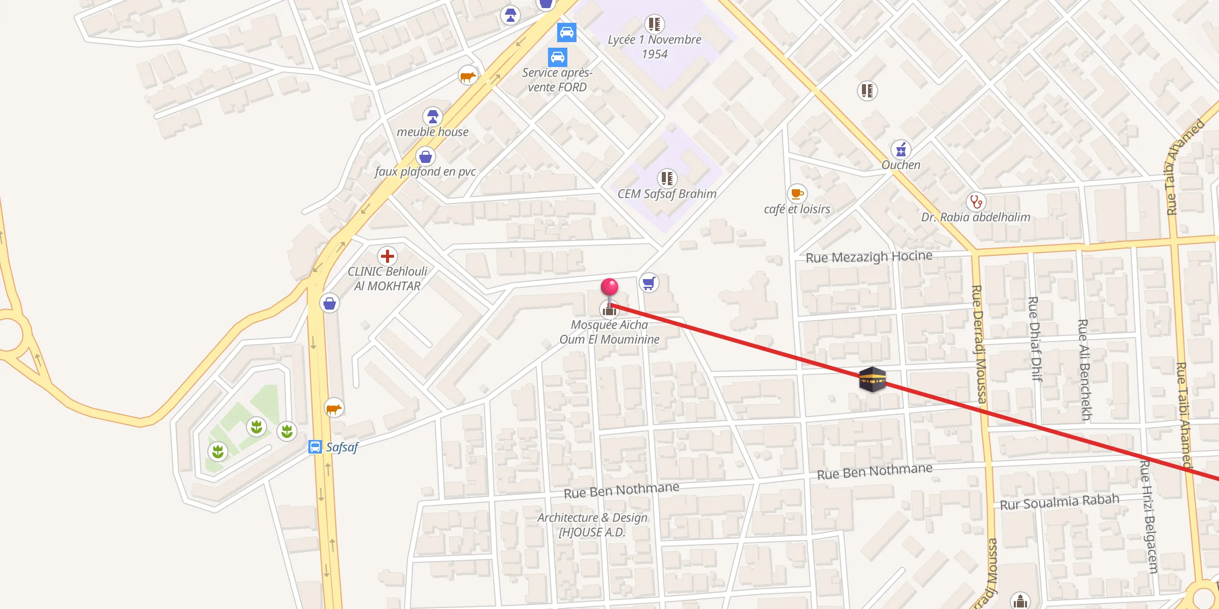 Carte de localisation : مسجد عائشة ام المؤمنين