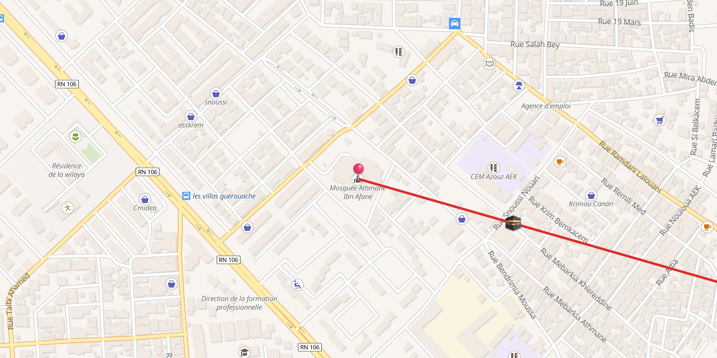 Carte de localisation : Mosquée Athmane Ibn Afane