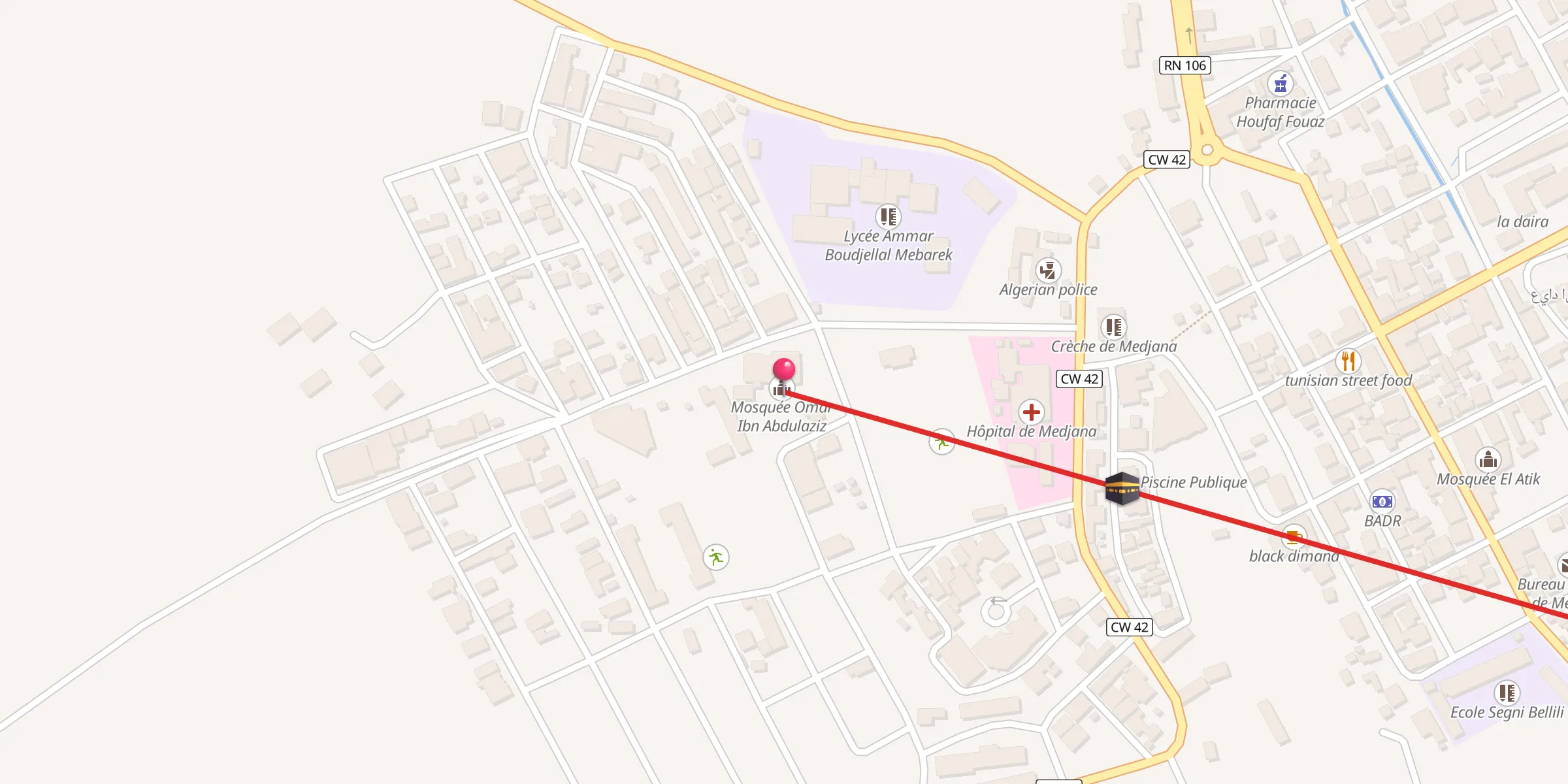 Carte de localisation : Mosquée Omar Ibn Abdulaziz