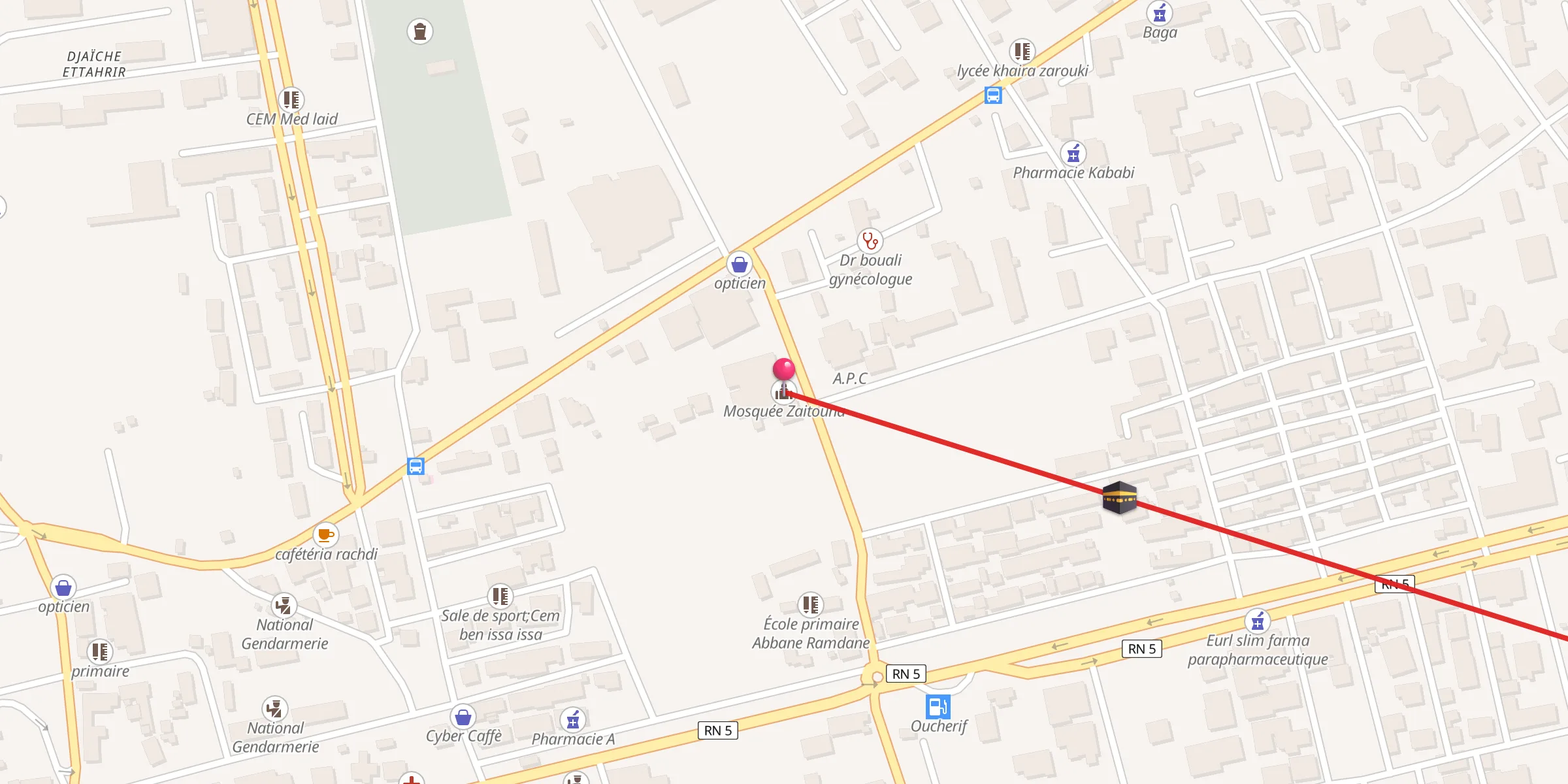 Carte de localisation : Mosquée Zaitouna