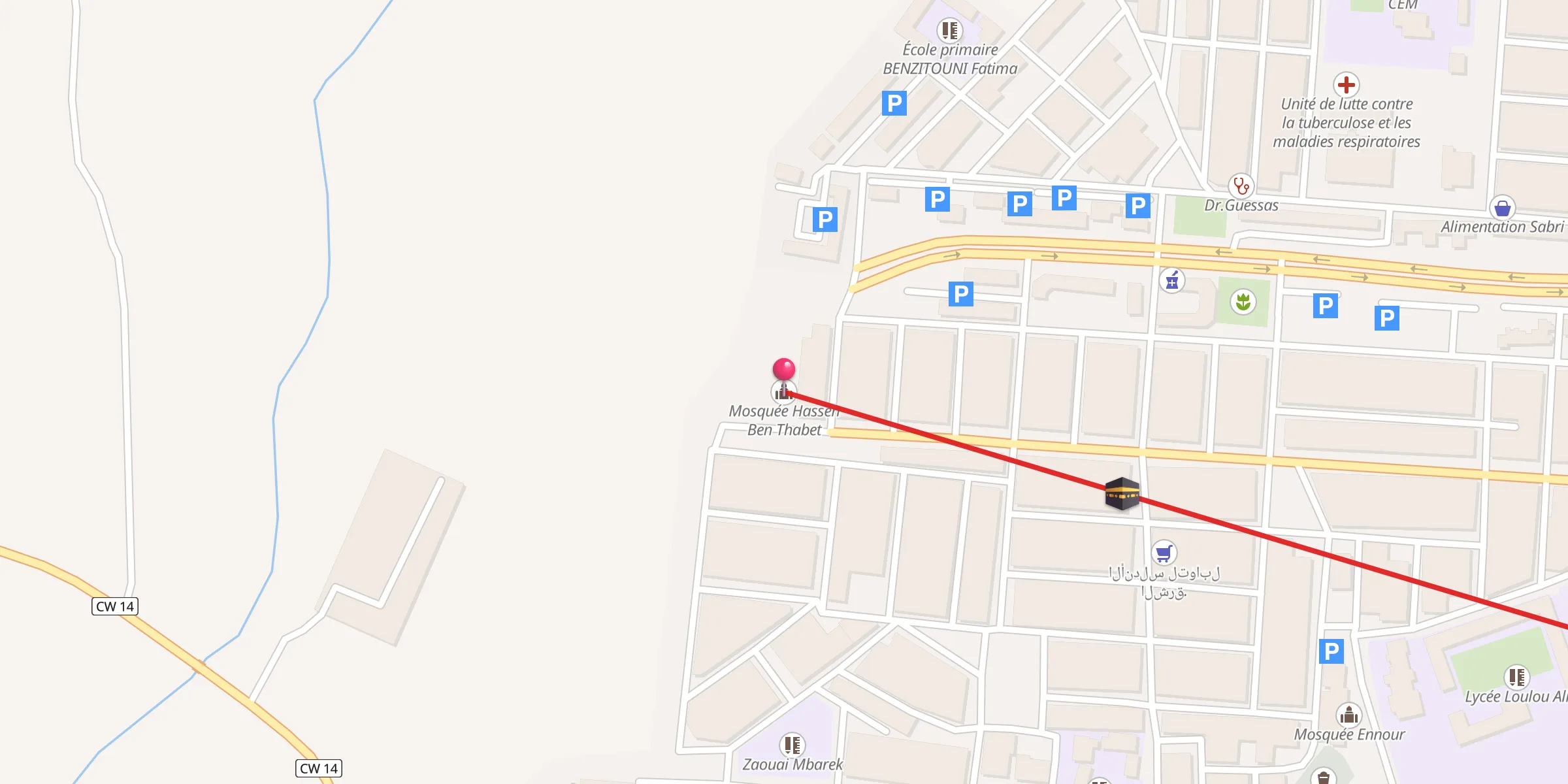 Carte de localisation : Mosquée Hassen Ben Thabet;مسجد حسان بن ثابت