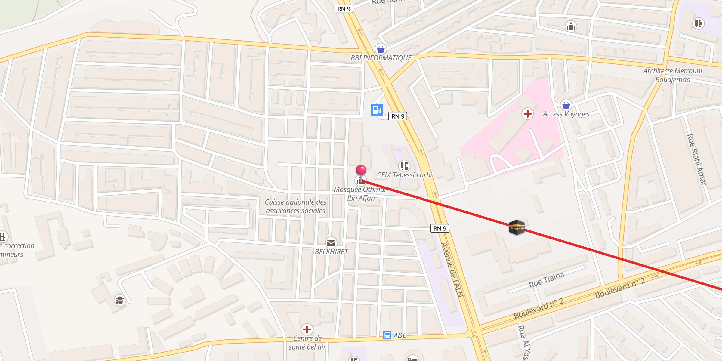 Carte de localisation : Mosquée Othman Ibn Affan