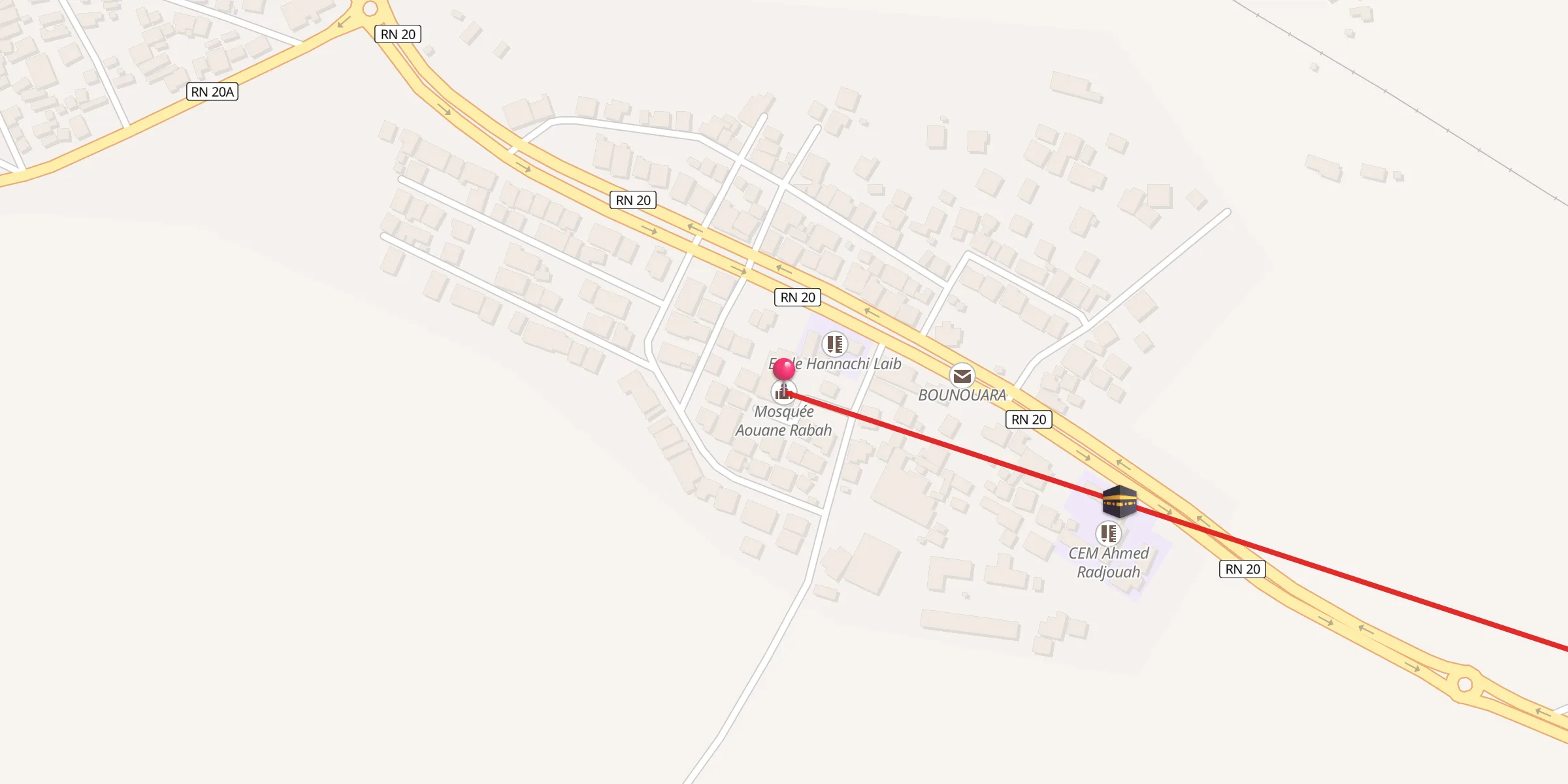 Carte de localisation : Mosquée Aouane Rabah