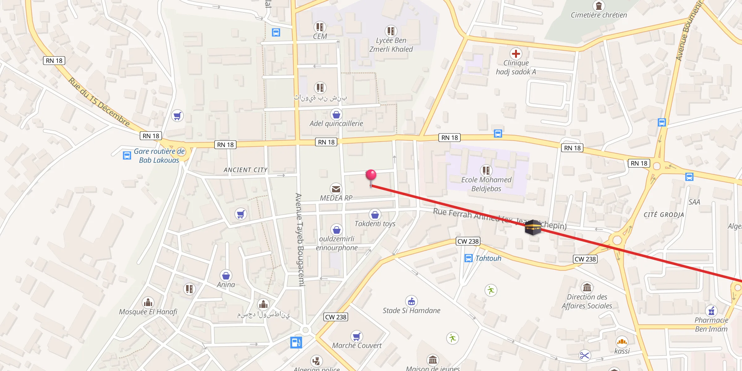 Carte de localisation : Mosquée Ennour