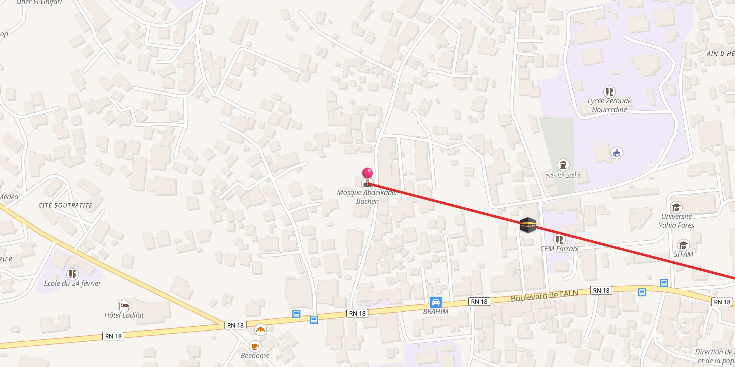 Carte de localisation : Mosque Abdelkader Bachen مسجد عبد القادر باشن