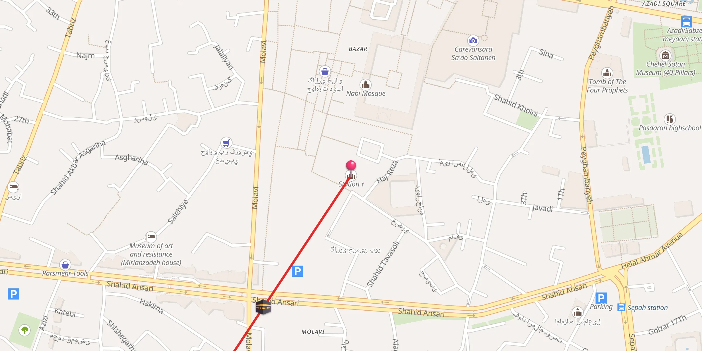 Carte de localisation : Station ۲