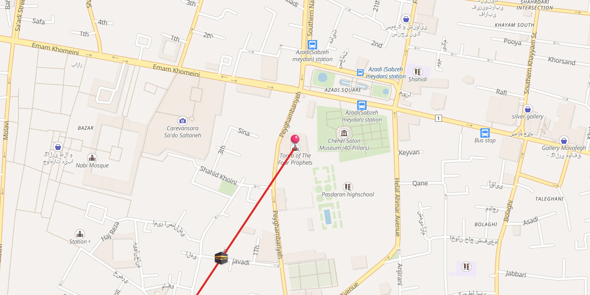 Carte de localisation : آرامگاه چهار انبیاء