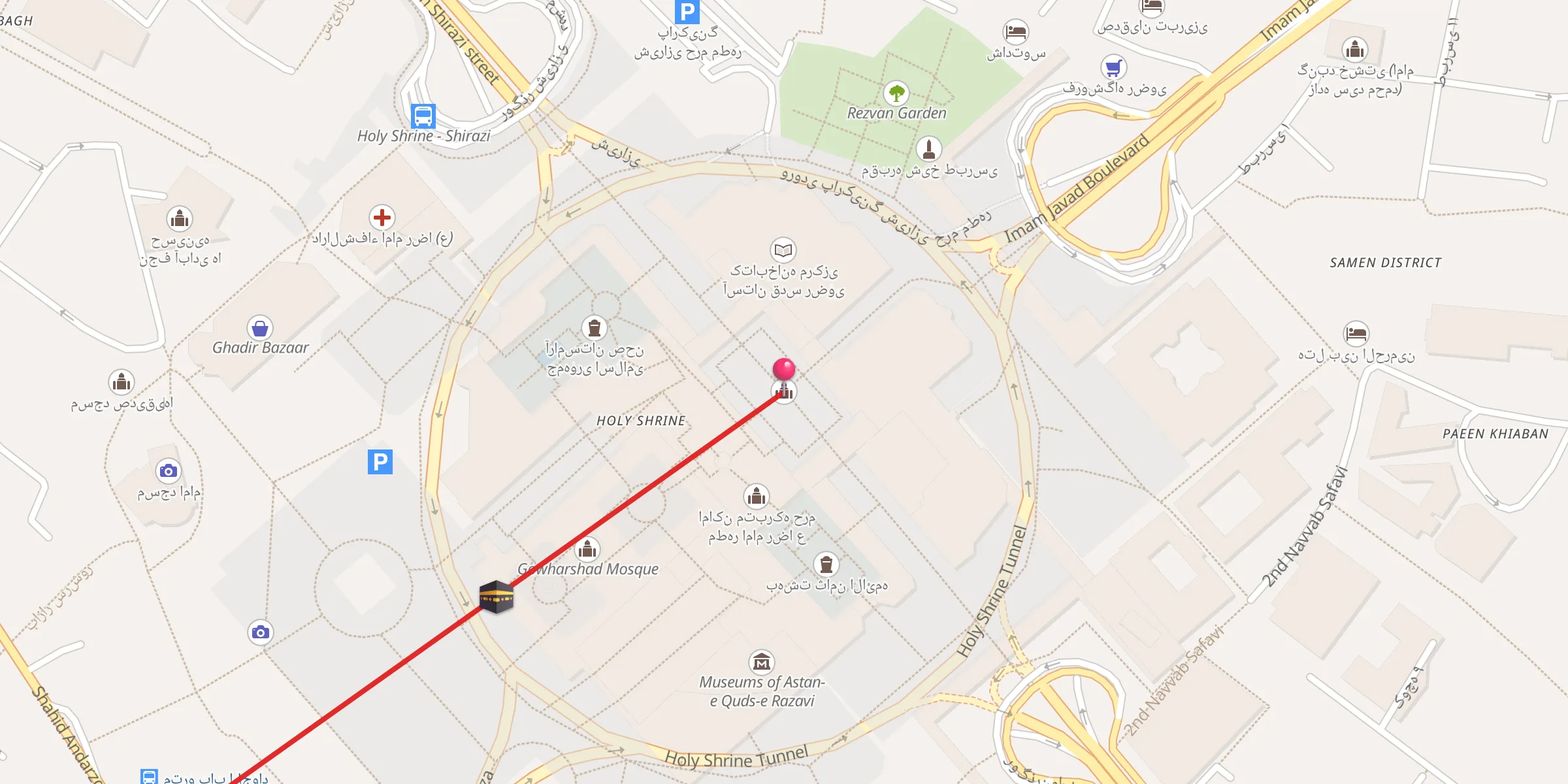 Carte de localisation : حرم مطهر امام رضا (ع)