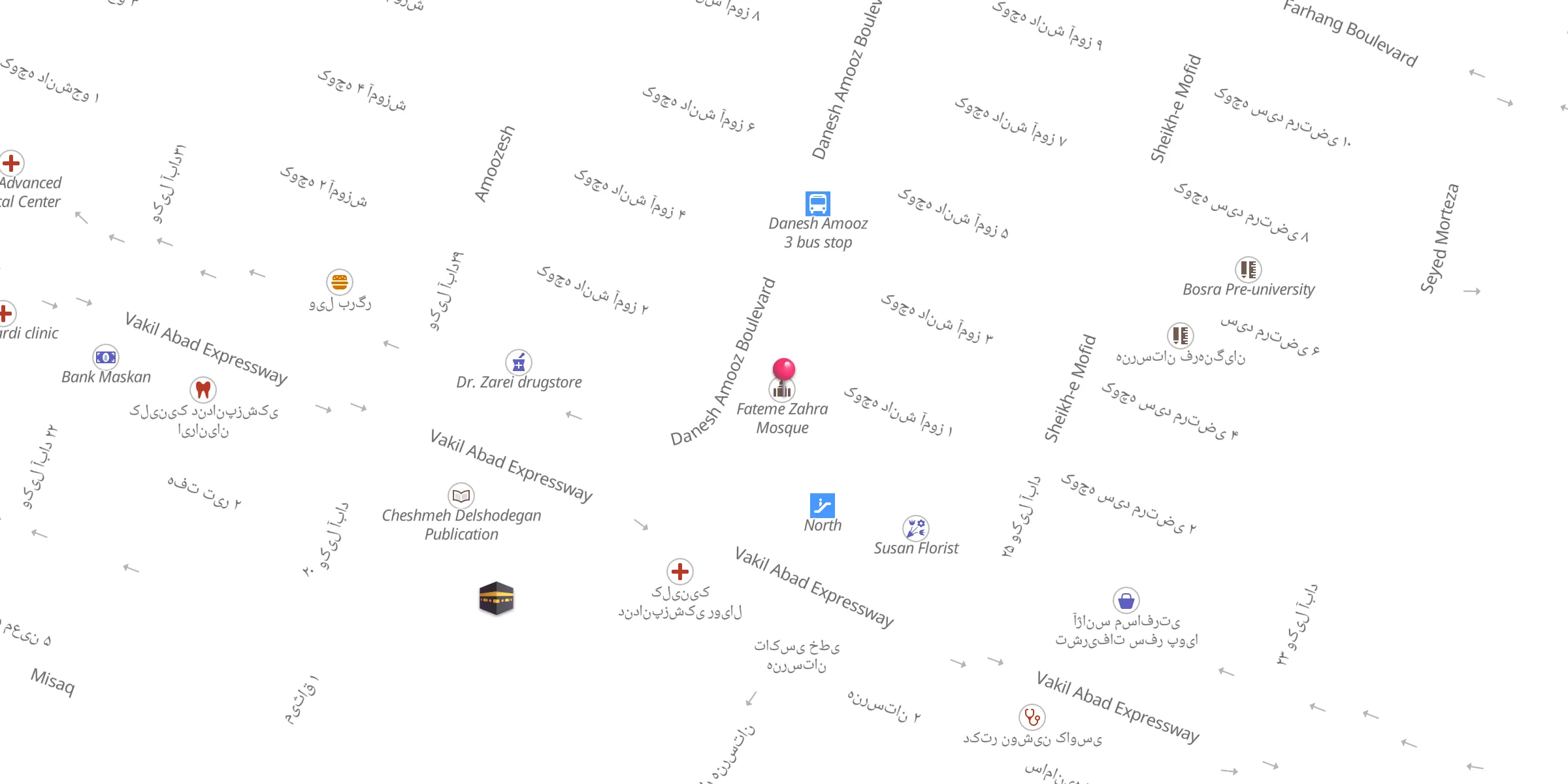 Carte de localisation : Fateme Zahra Mosque