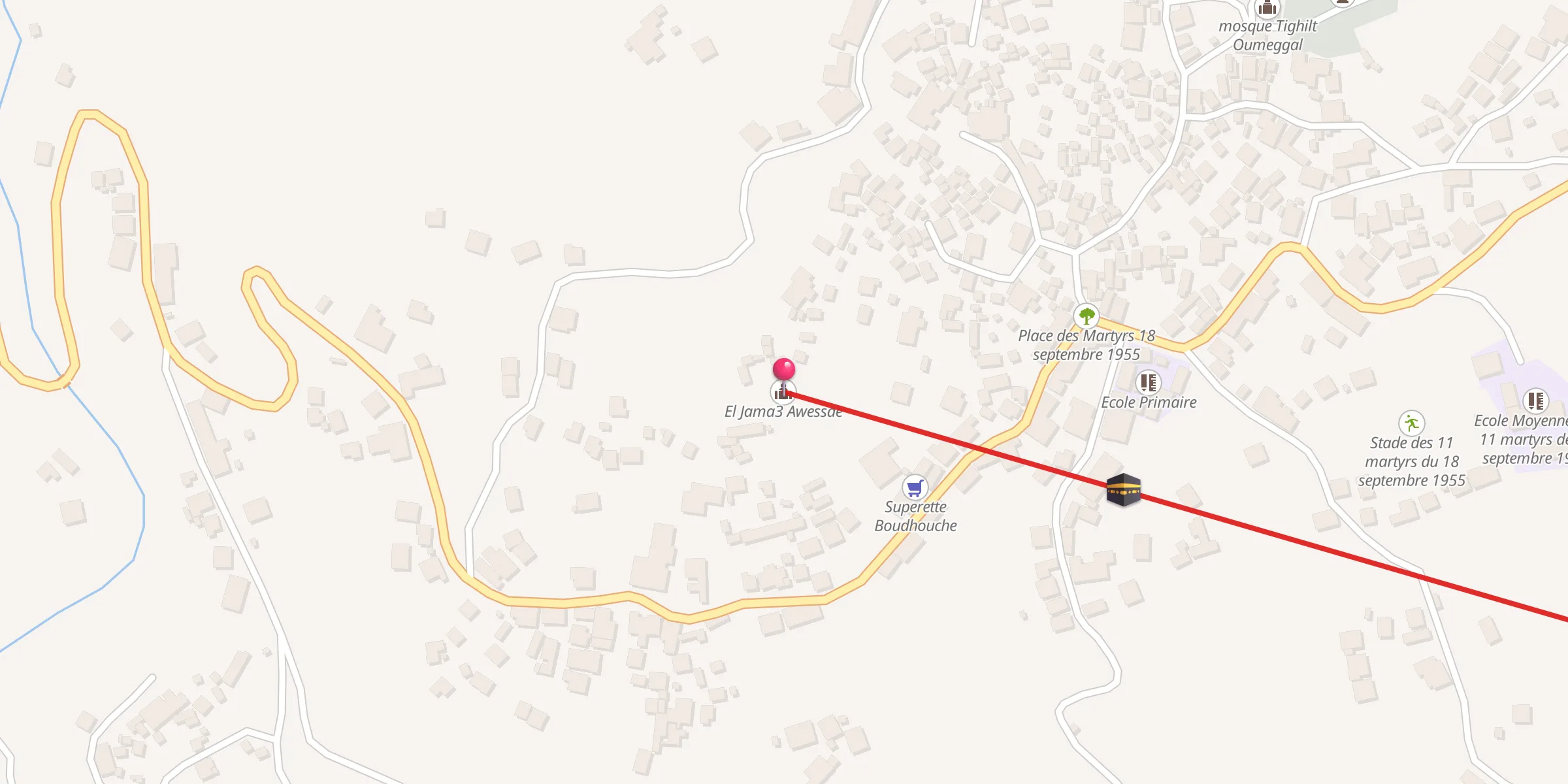 Carte de localisation : El Jama3 Awessae