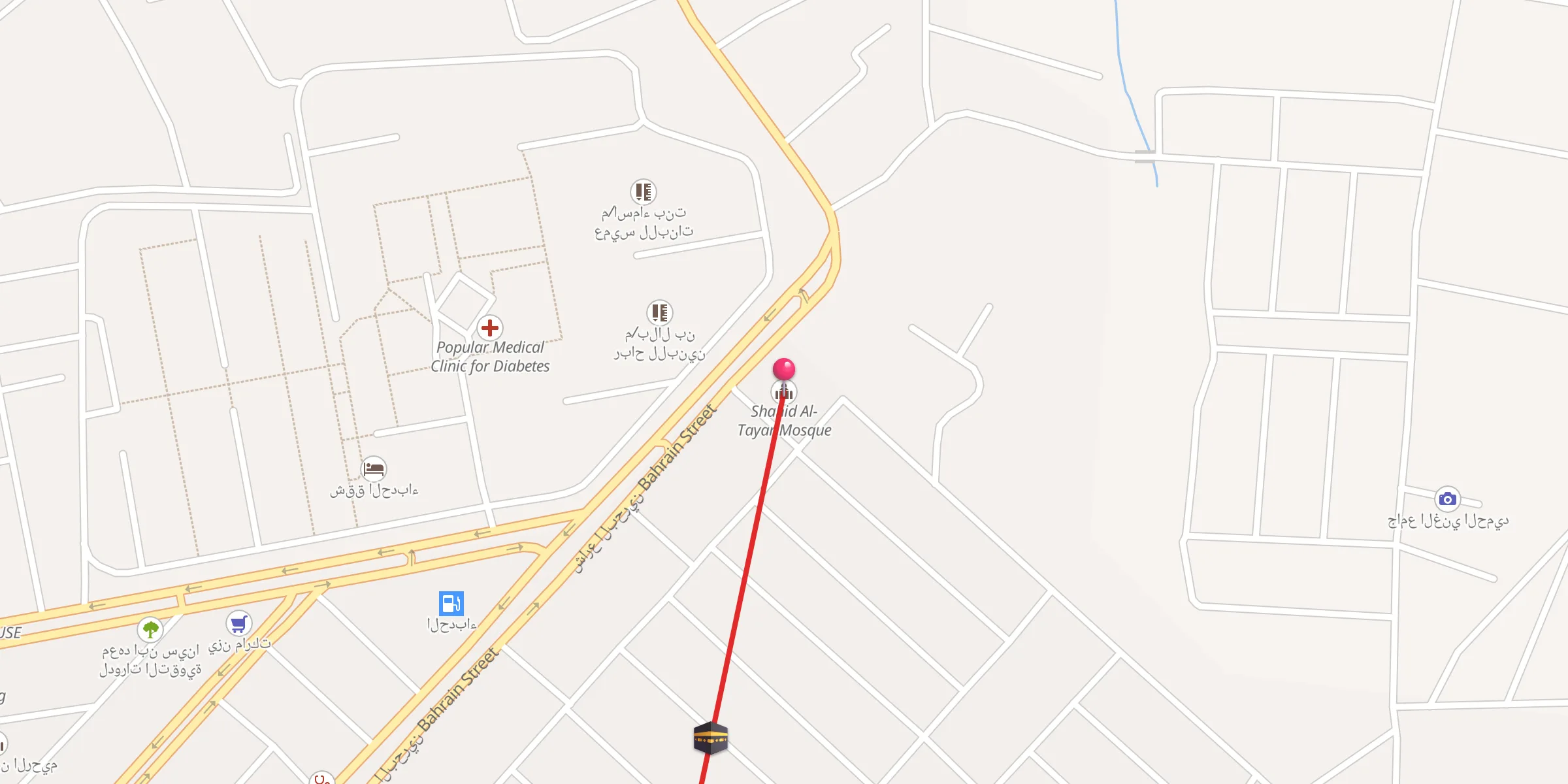 Carte de localisation : Shahid Al-Tayar Mosque