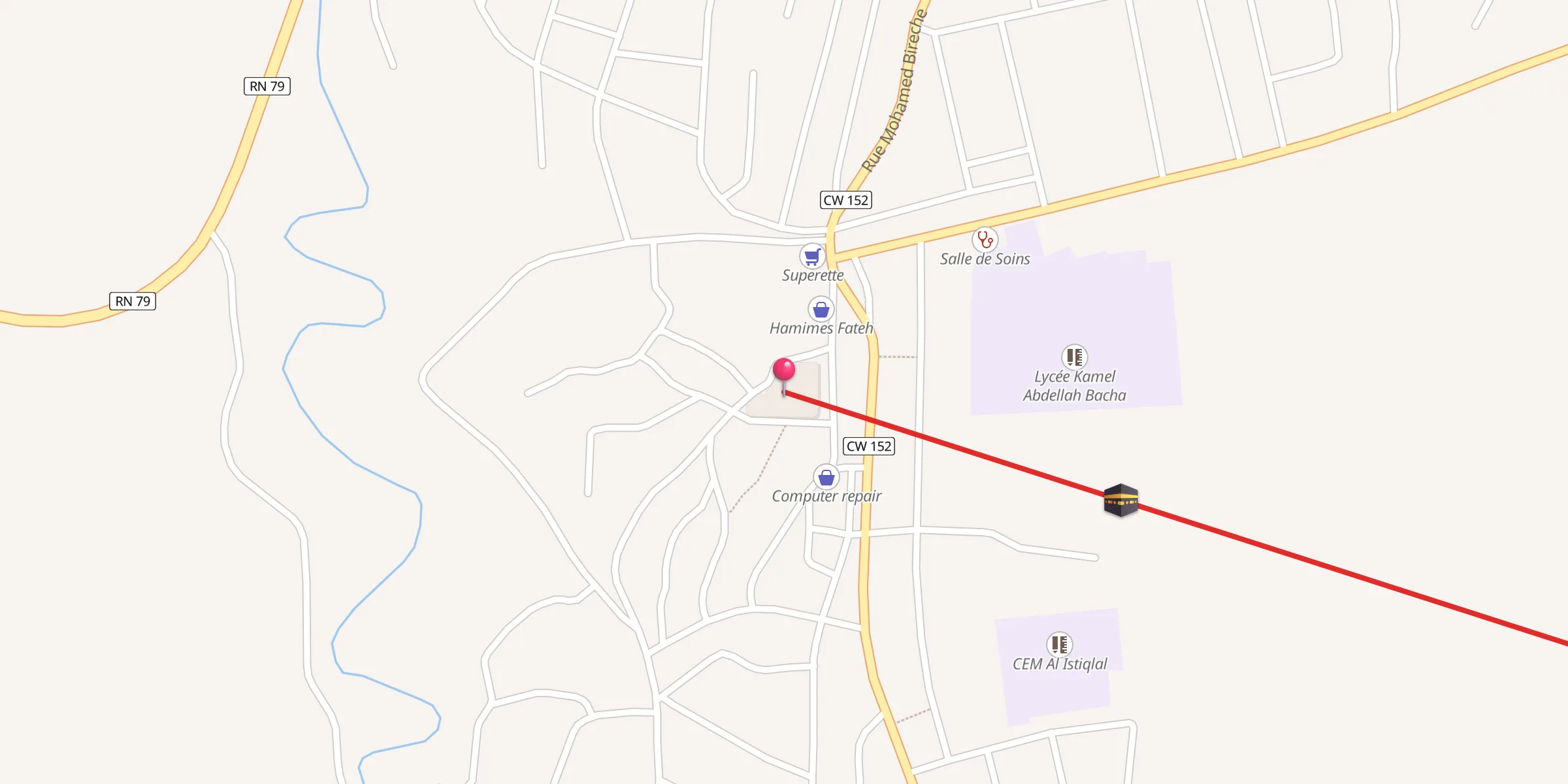Carte de localisation : Mosquée Abou Bak'r Essidik - Mechta Redjas