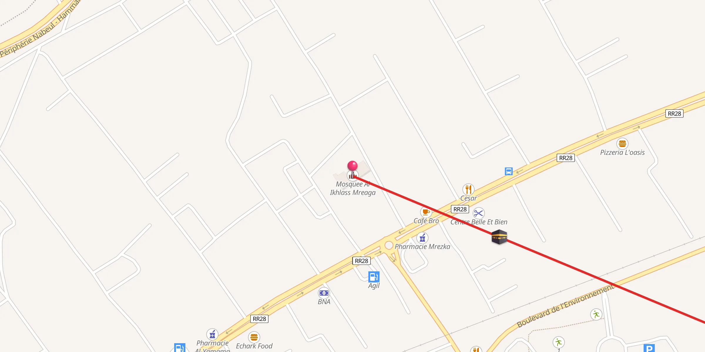 Carte de localisation : Mosquee Al Ikhlass Mreaga