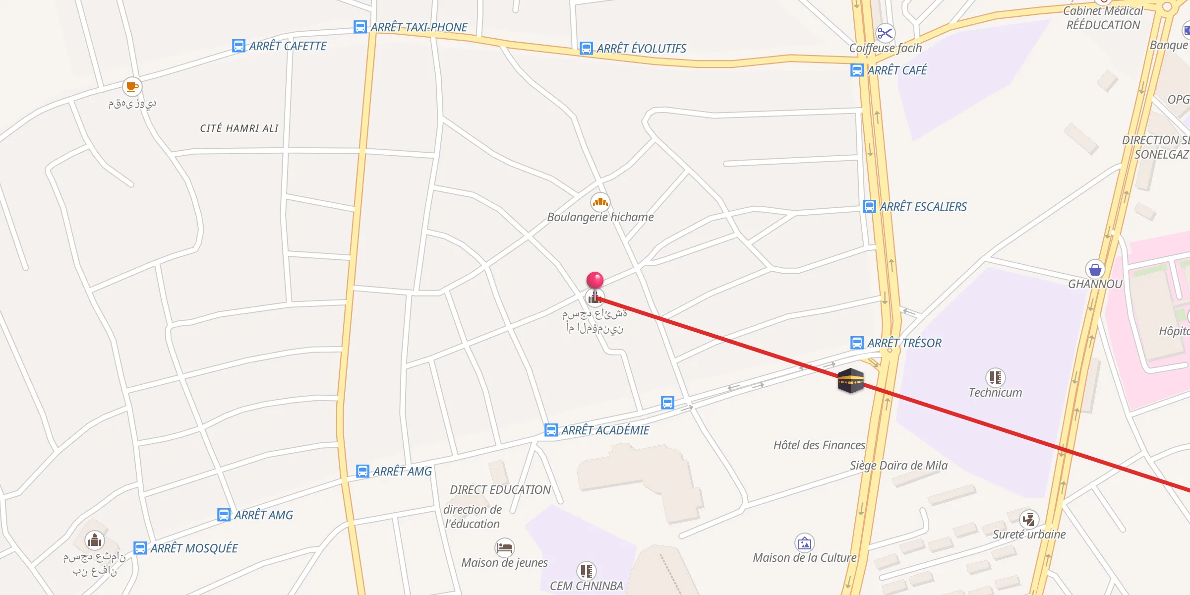 Carte de localisation : مسجد عائشة أم المؤمنين