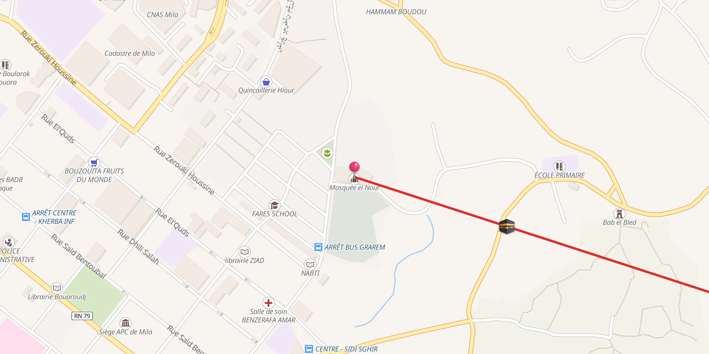 Carte de localisation : Mosquée el Nour مسجد النور