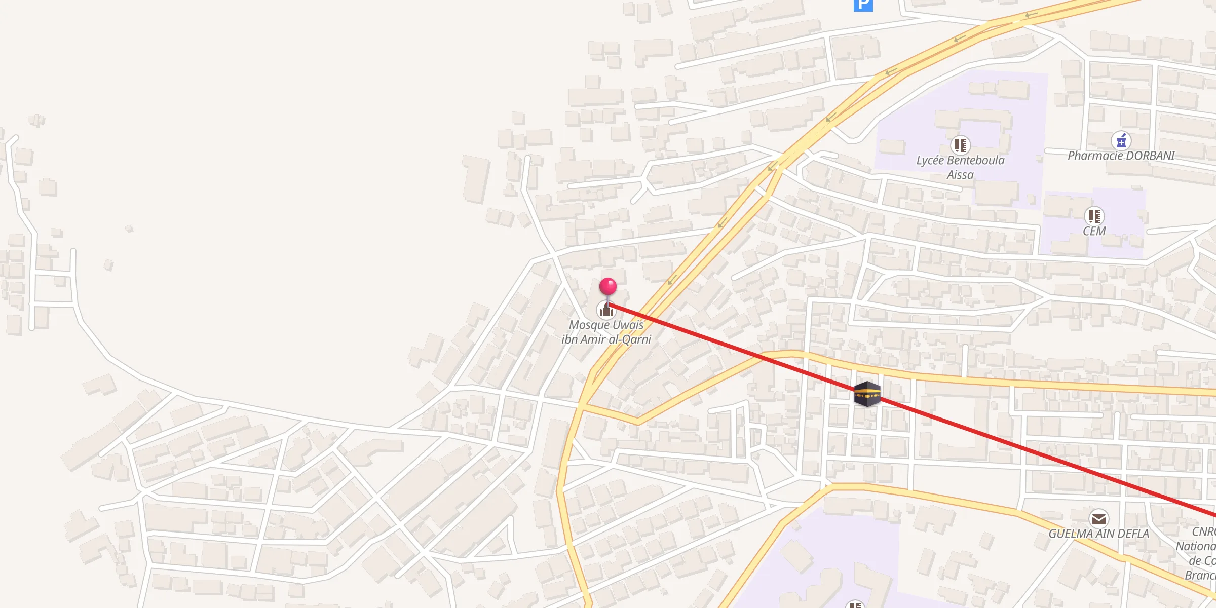 Carte de localisation : مسجد أويس بن عامر القرني