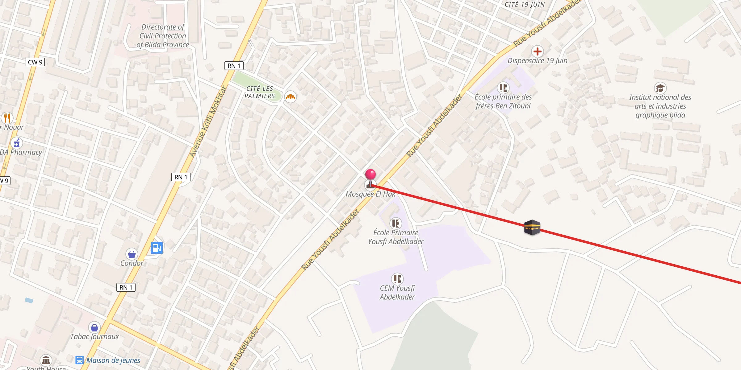Carte de localisation : مسجد الحق