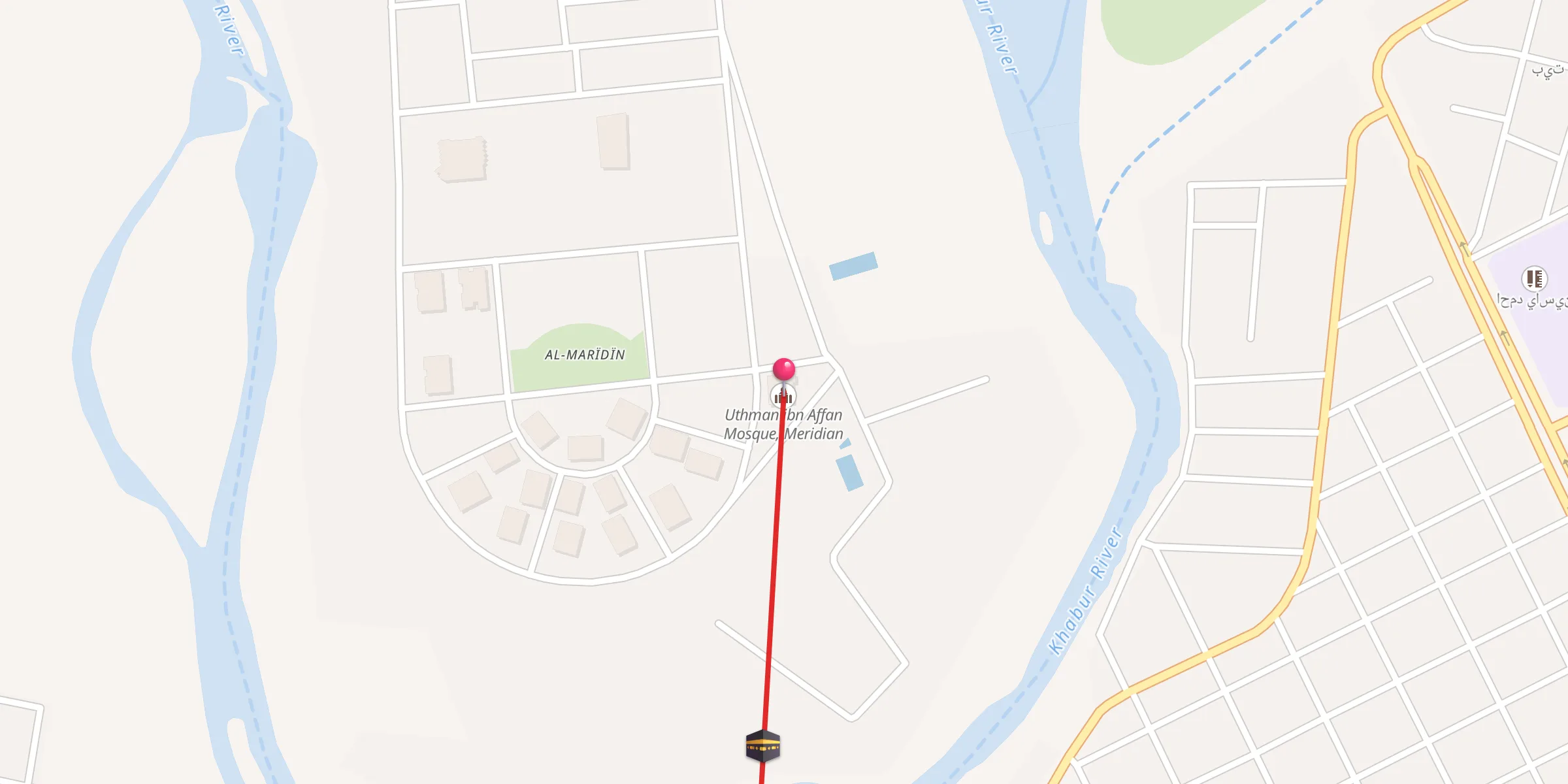 Carte de localisation : Uthman ibn Affan Mosque, Meridian