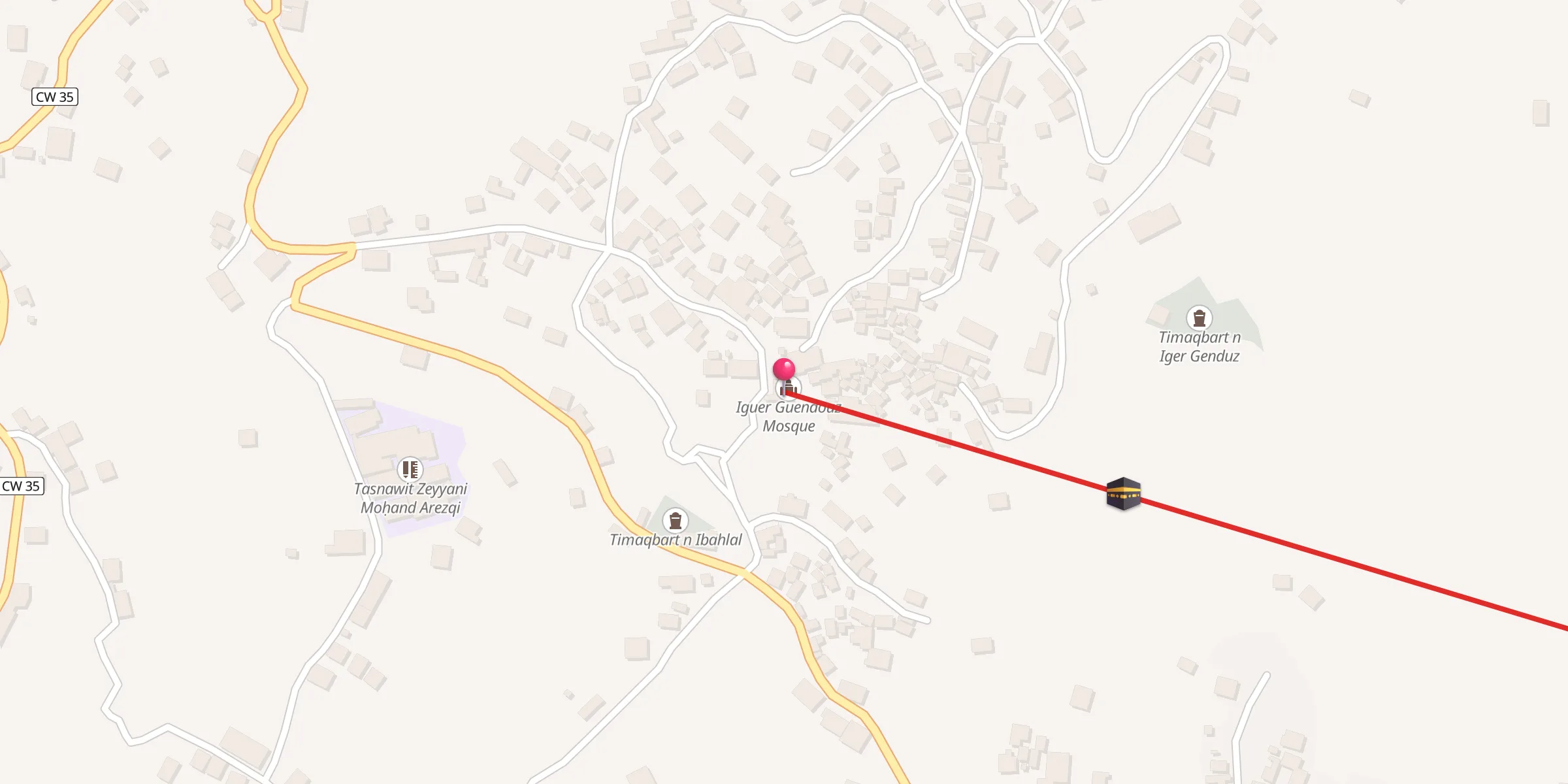 Carte de localisation : Mosquée Iguer Guendouz مسجد إيقر قندوز