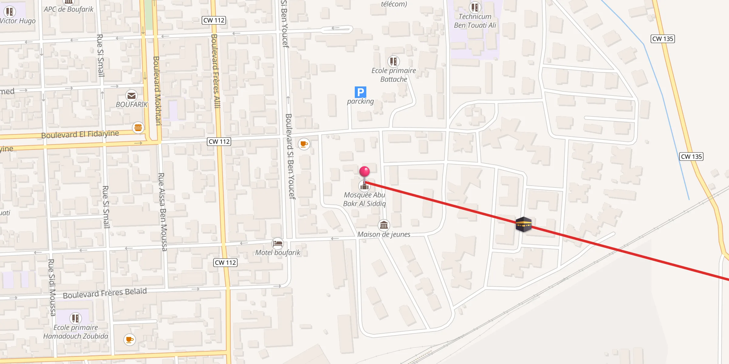 Carte de localisation : Mosquée Abu Bakr Al Siddiq