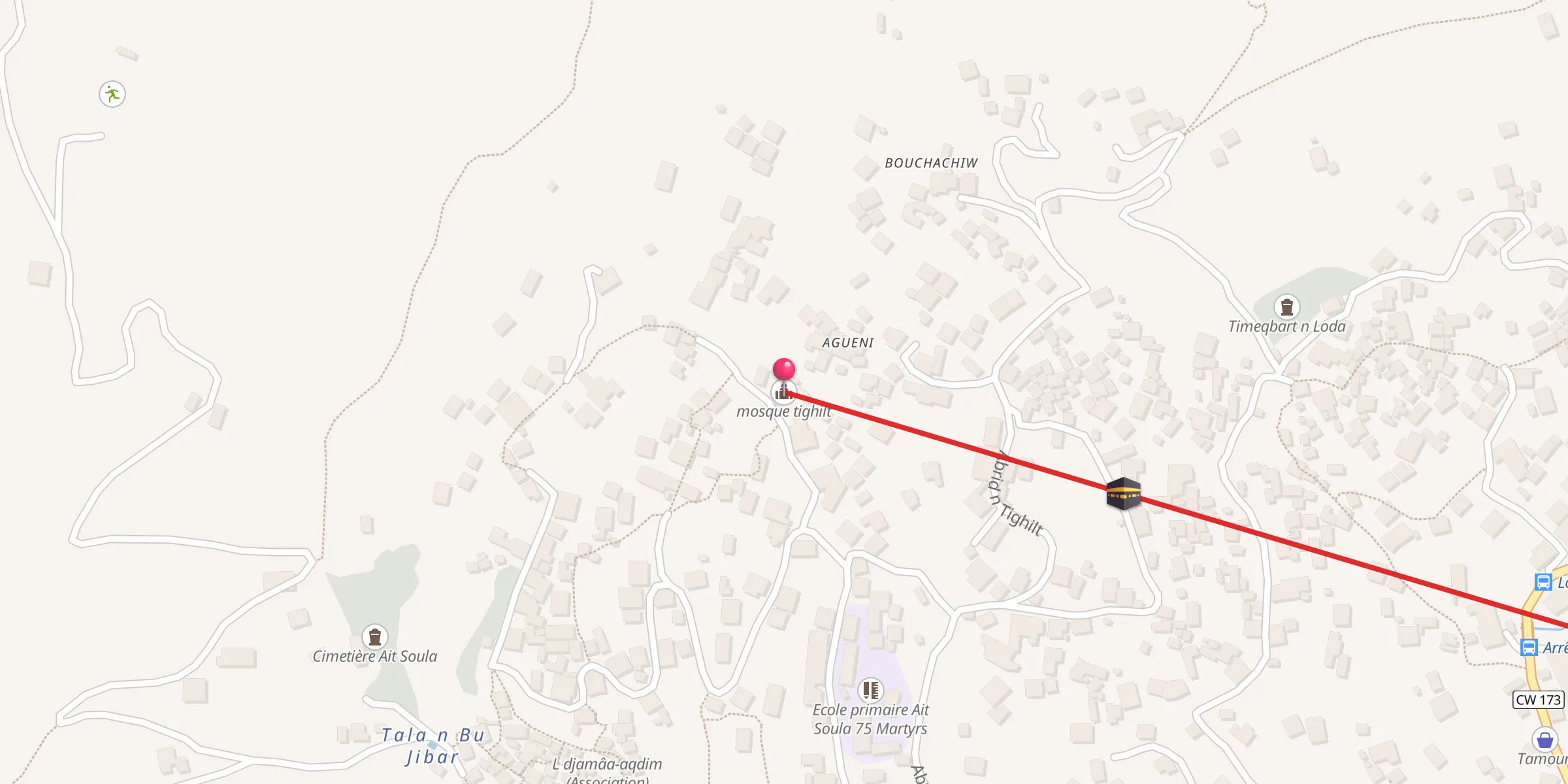 Carte de localisation : Mosquée Tighilt مسجد ثيغيلت