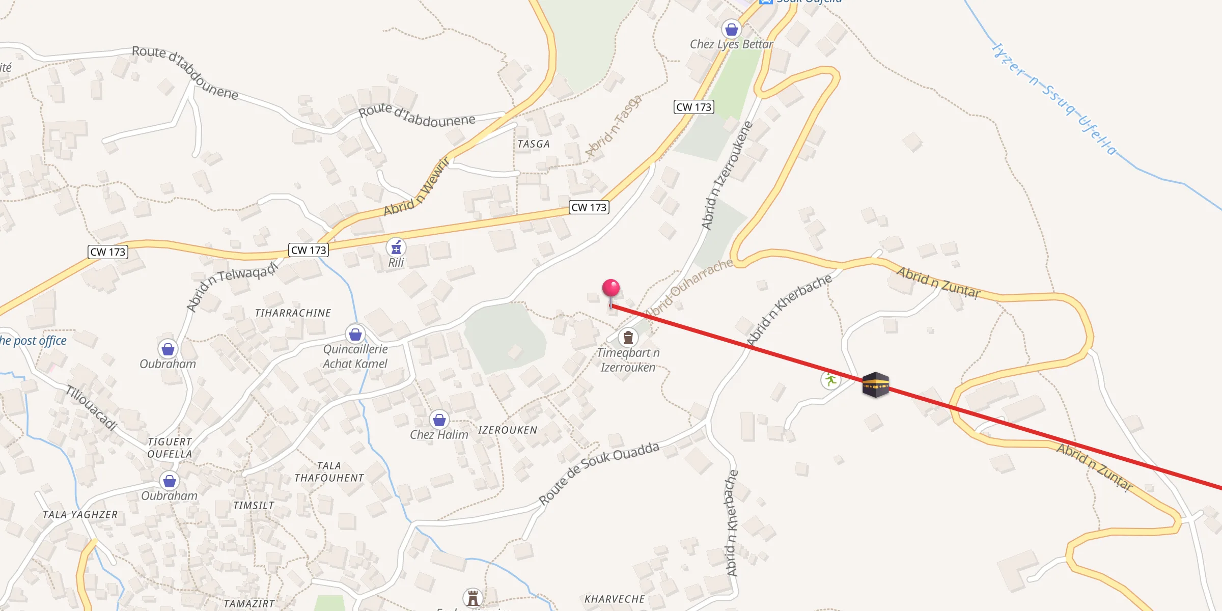 Carte de localisation : Zaouia Sidi Ahmed Zerrouk