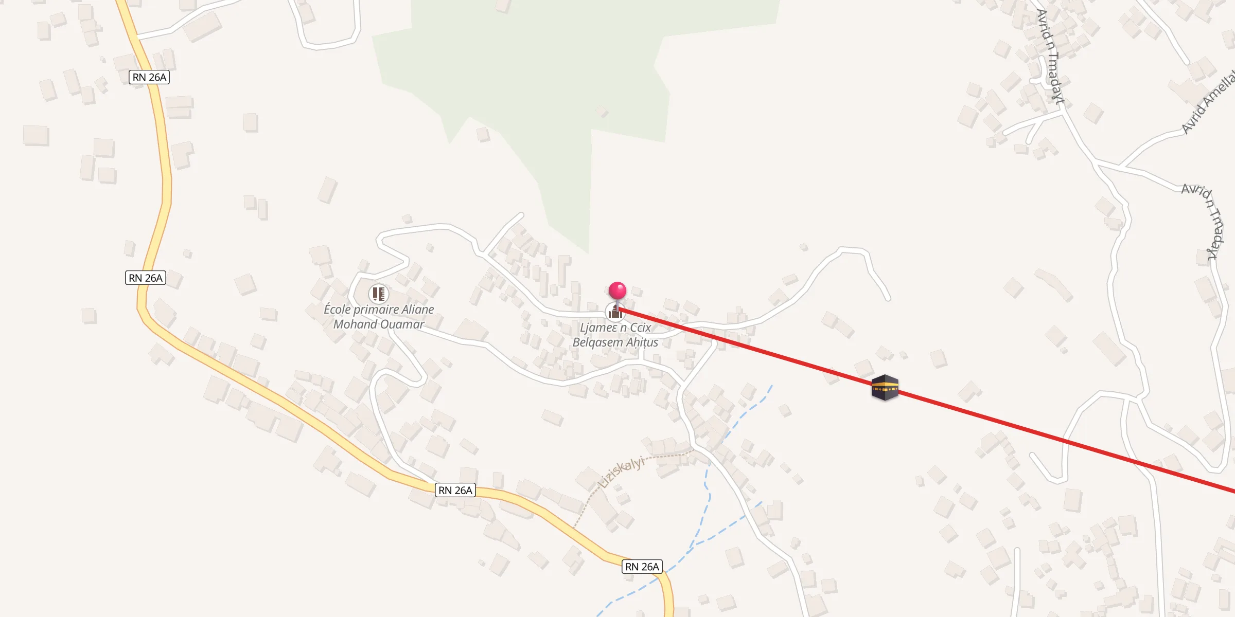 Carte de localisation : Ljameɛ n Ccix Belqasem Aḥiṭus
