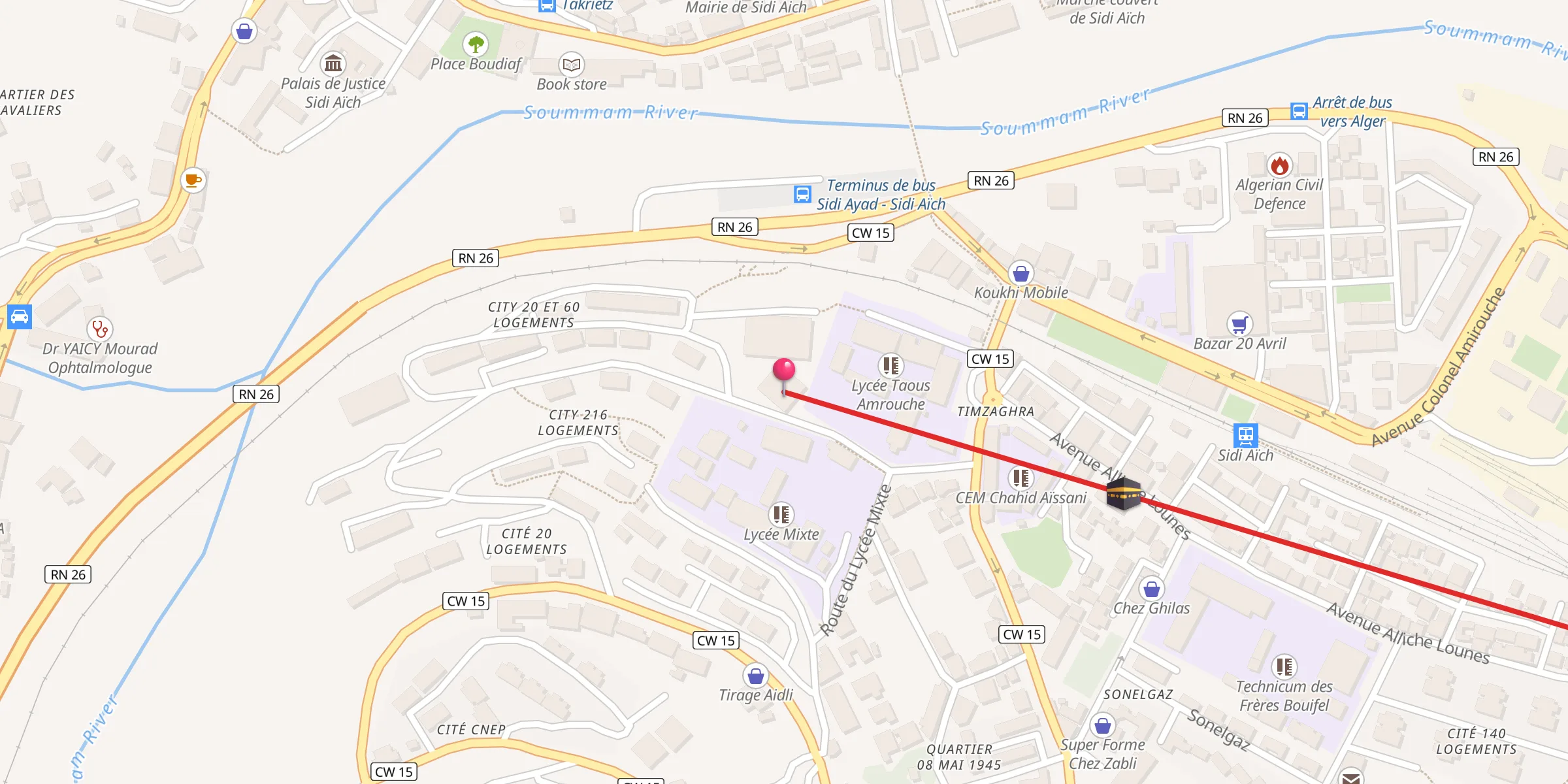 Carte de localisation : Abderahmane El Ouaghlissi