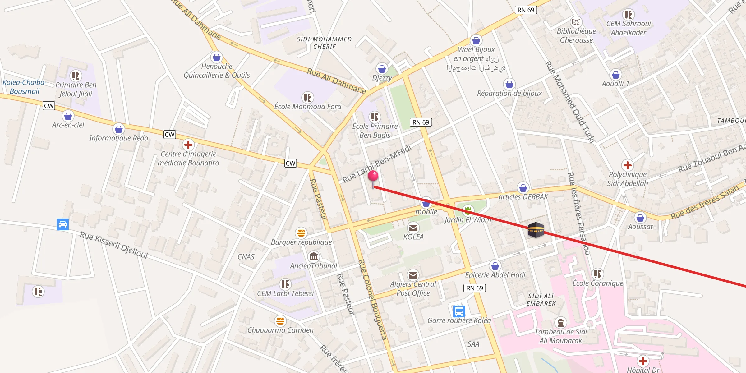 Carte de localisation : Mosque Okba Ibn Nafae مسجد عقبة بن نافع