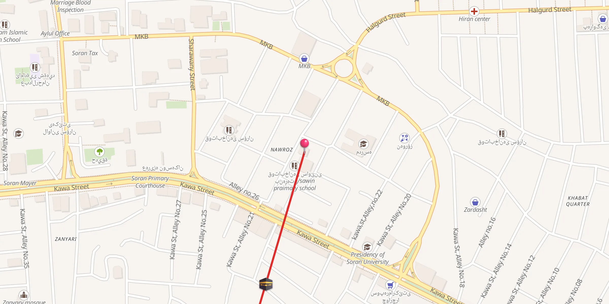 Carte de localisation : مزگەوت