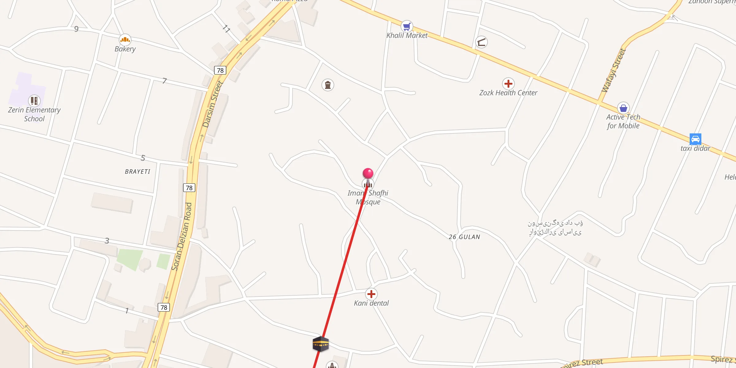 Carte de localisation : جامع شافعی