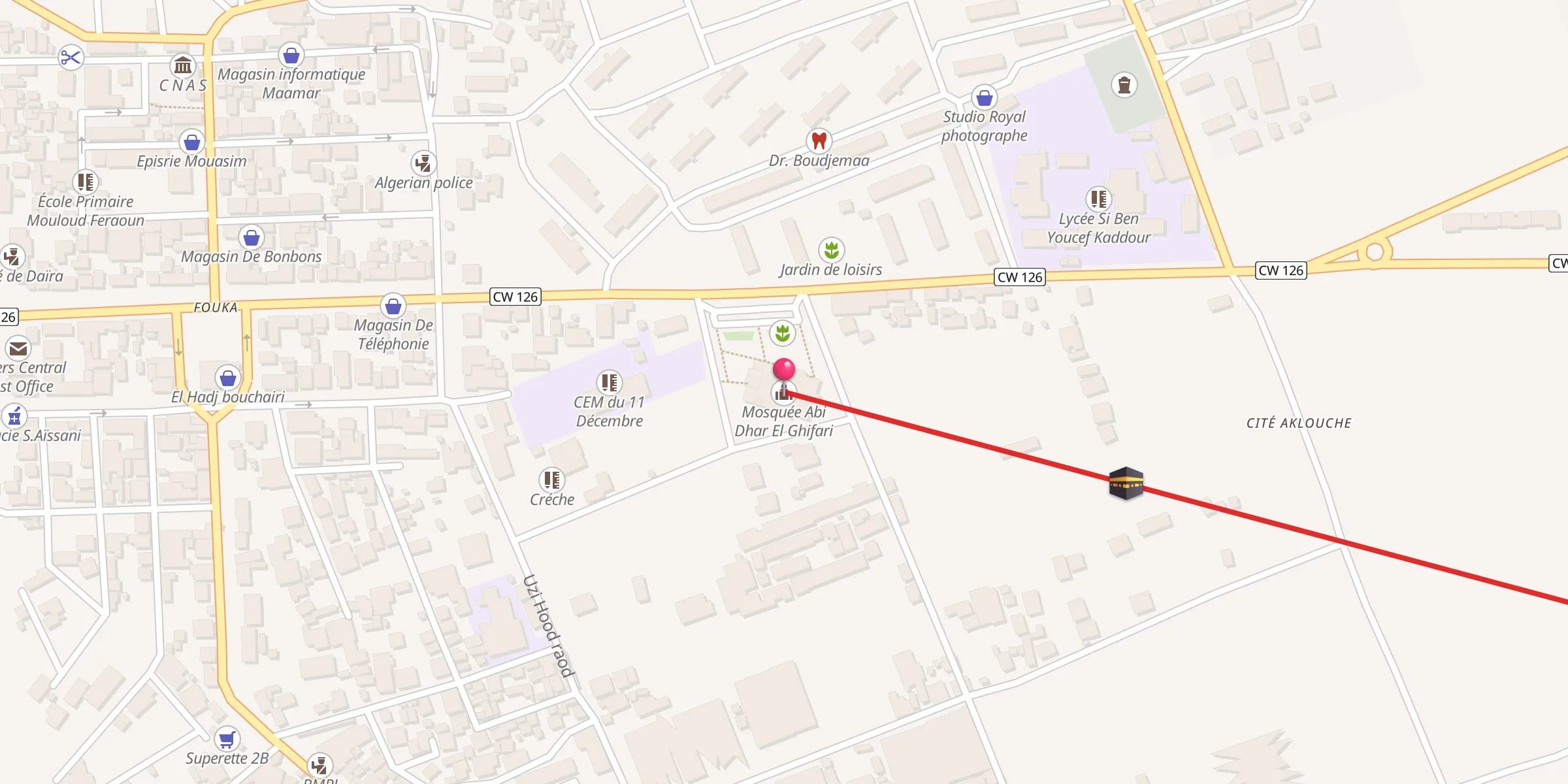 Carte de localisation : Mosquée Abi Dhar El Ghifari