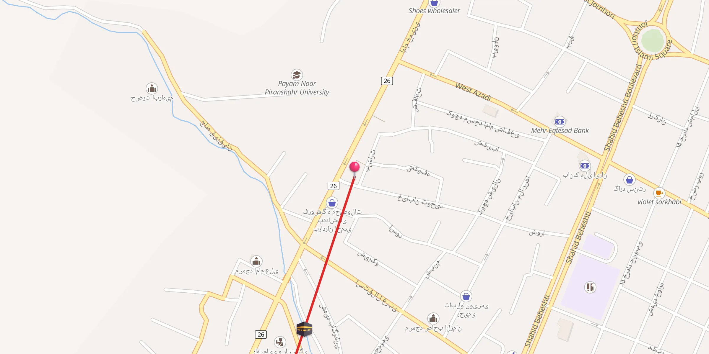 Carte de localisation : مسجد امام حسین