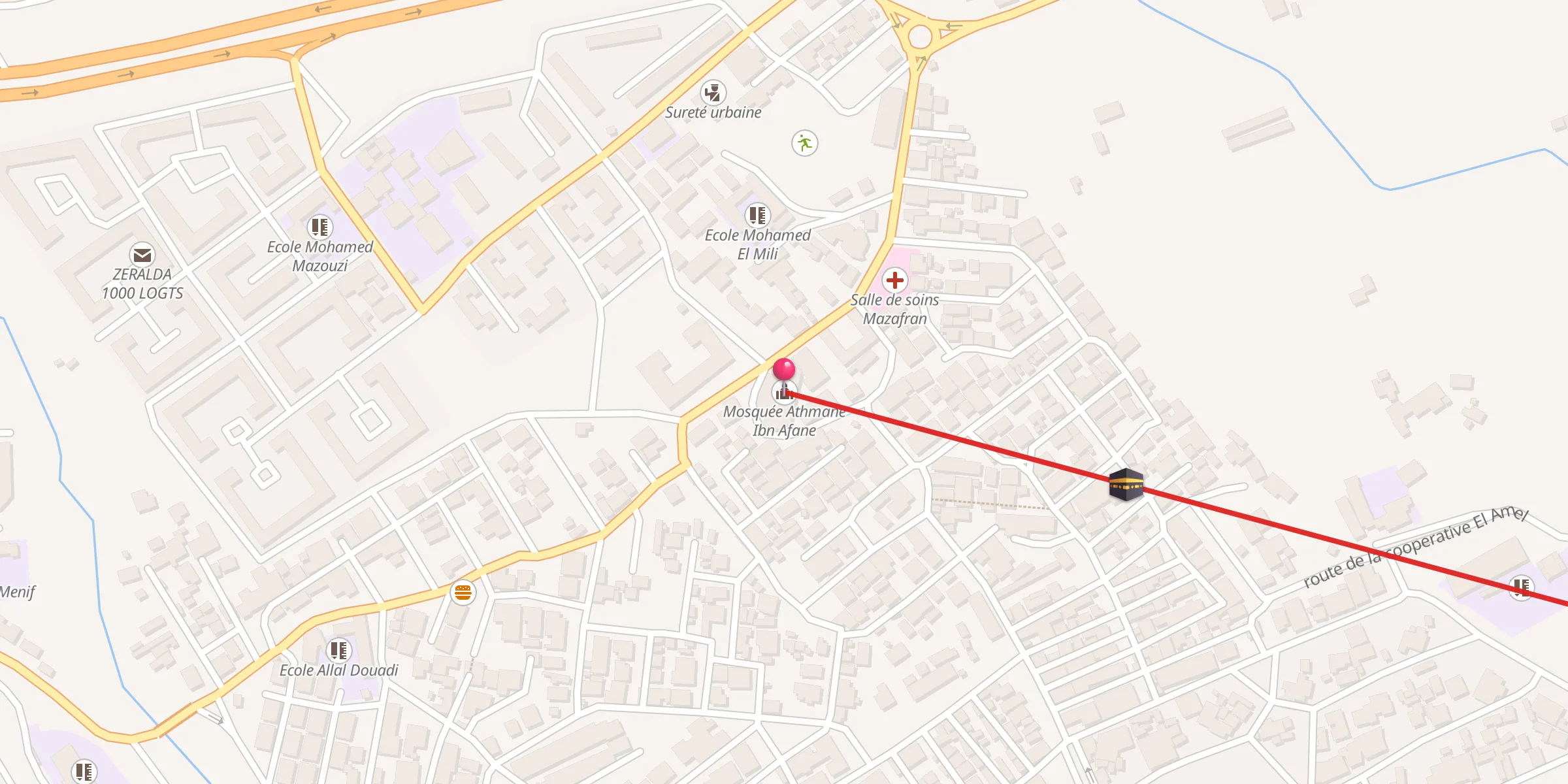 Carte de localisation : Mosquée Athmane Ibn Afane