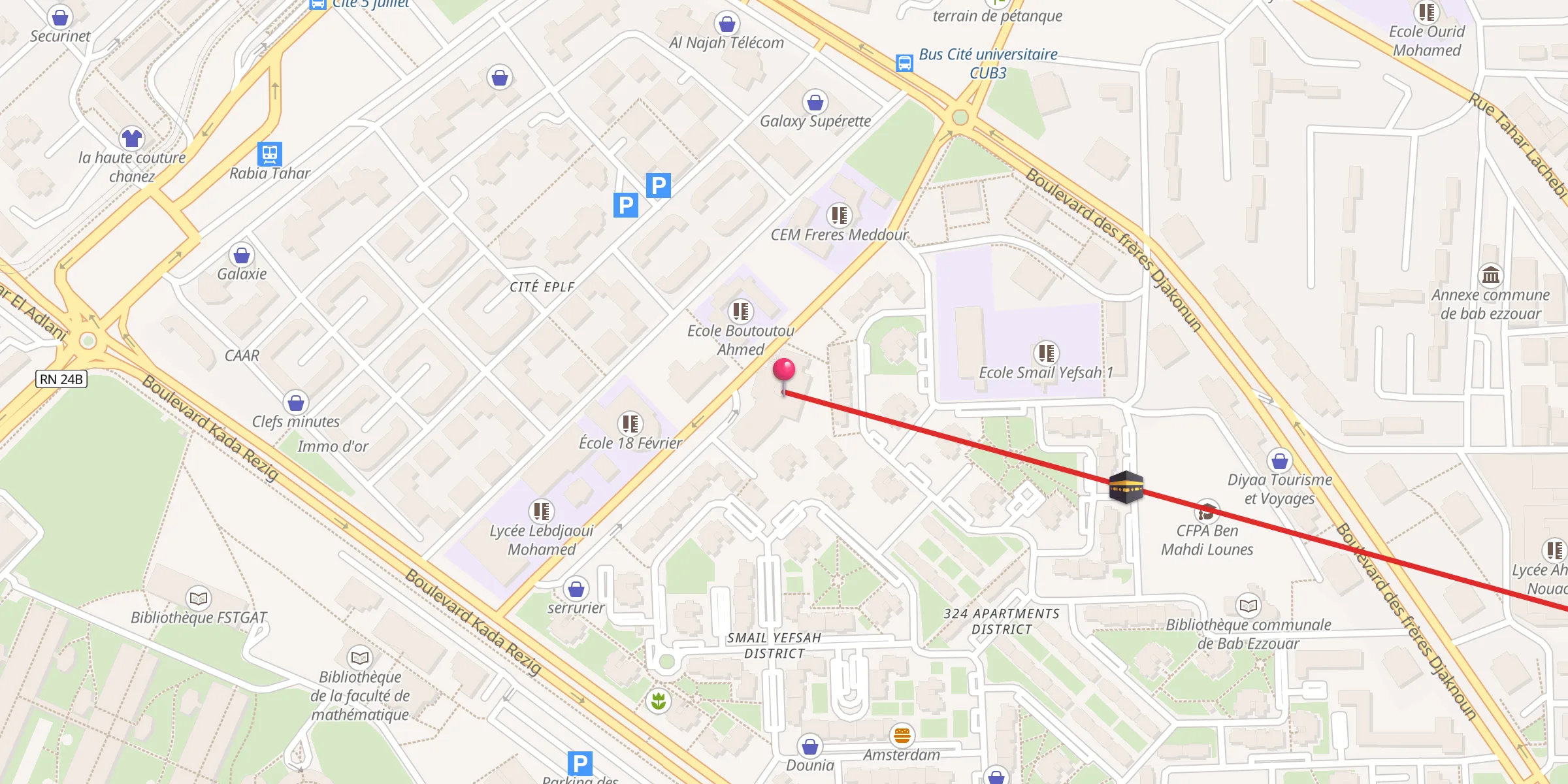 Carte de localisation : مسجد عائشة أمّ المؤمنين