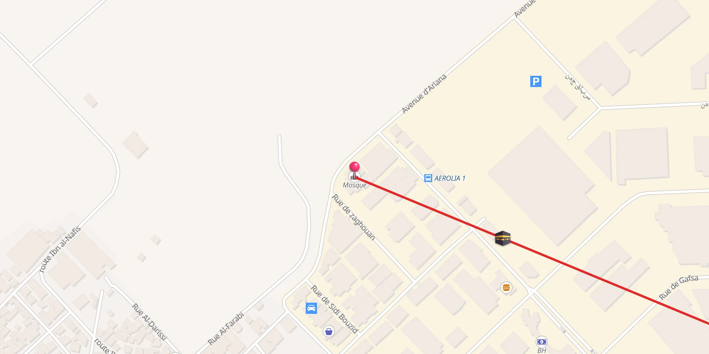 Carte de localisation : جامع السيدة عائشة