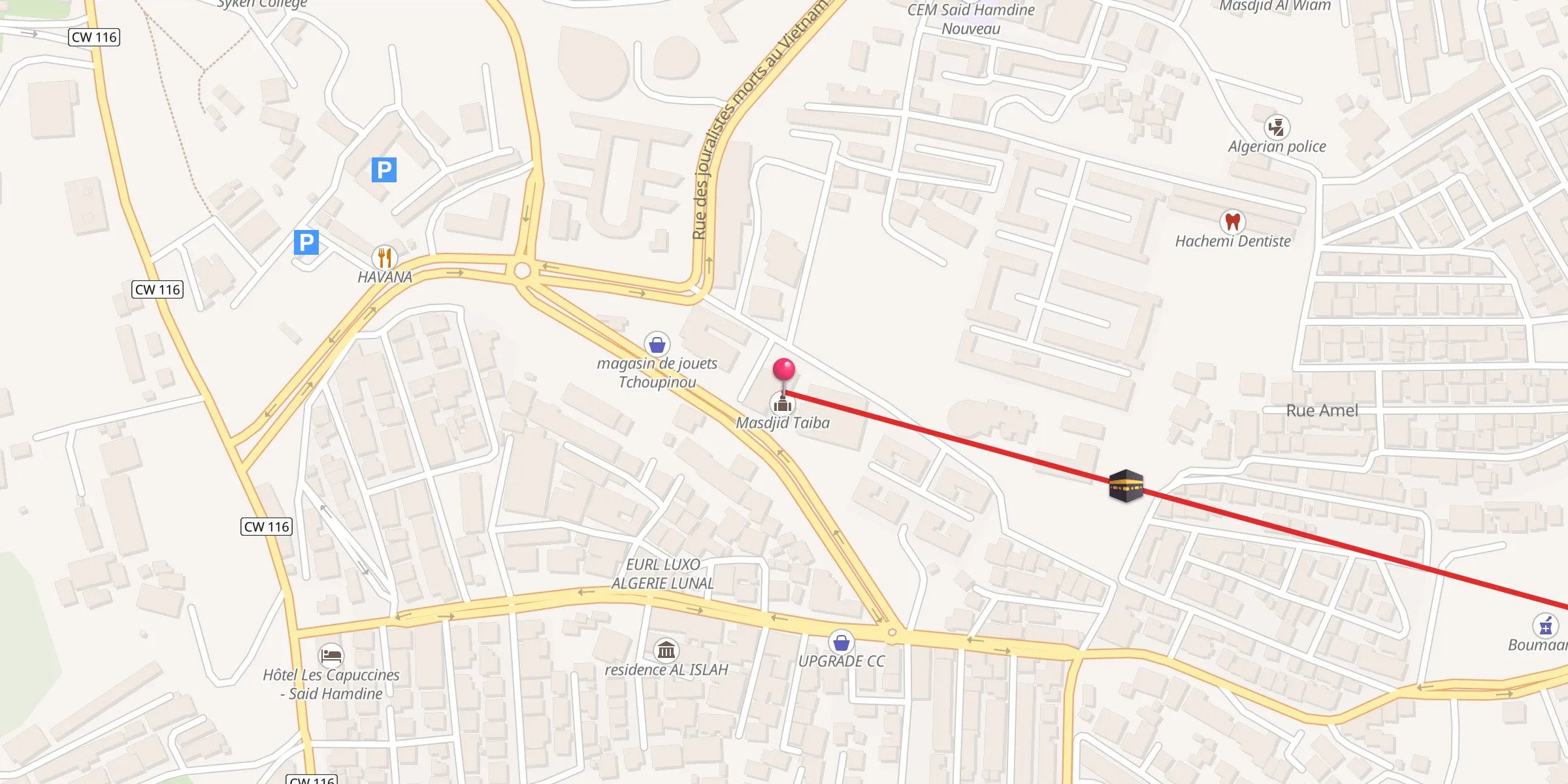 Carte de localisation : Masdjid Taiba