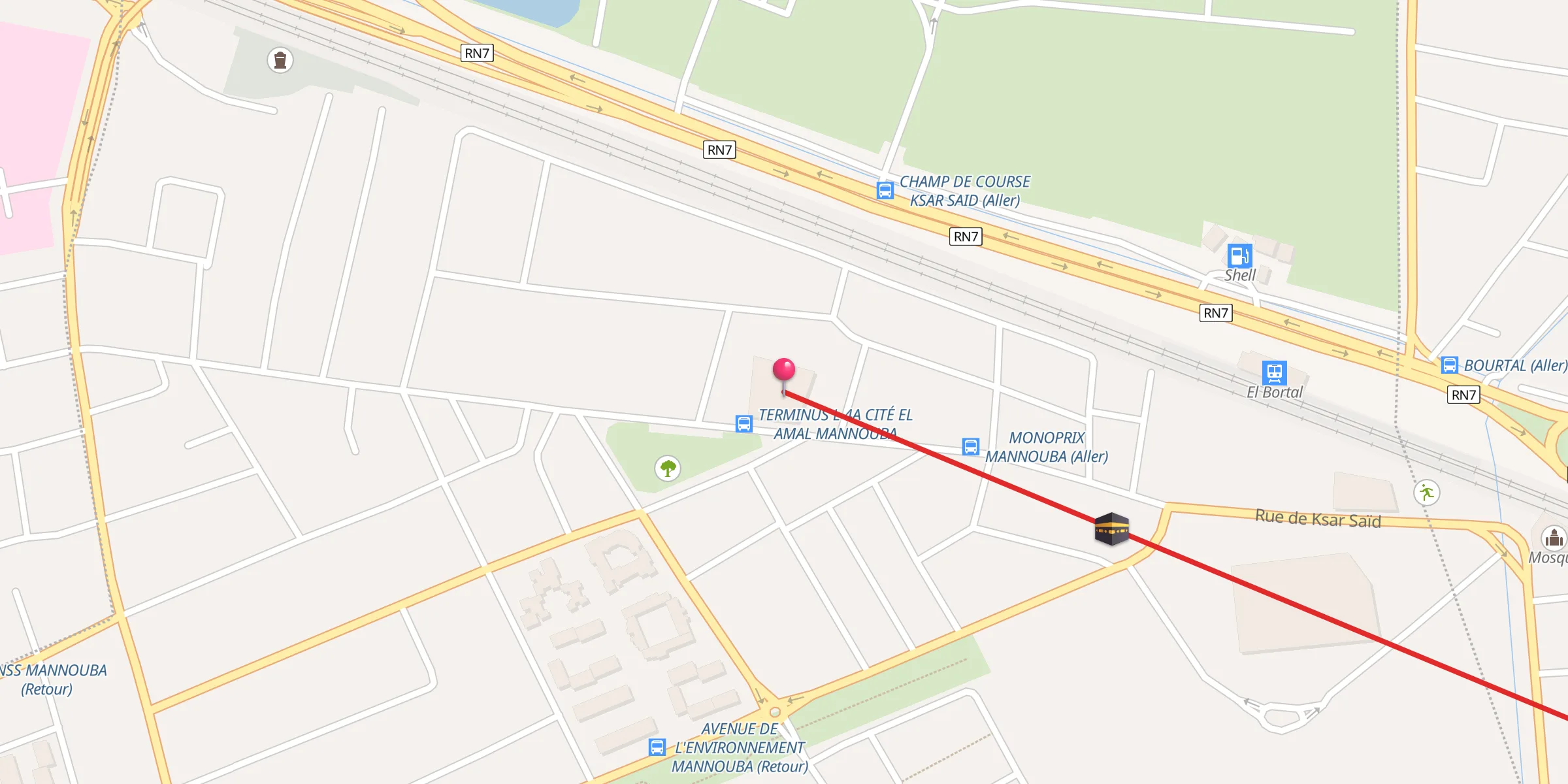 Carte de localisation : جامع الرفق بحي الامل الدندان