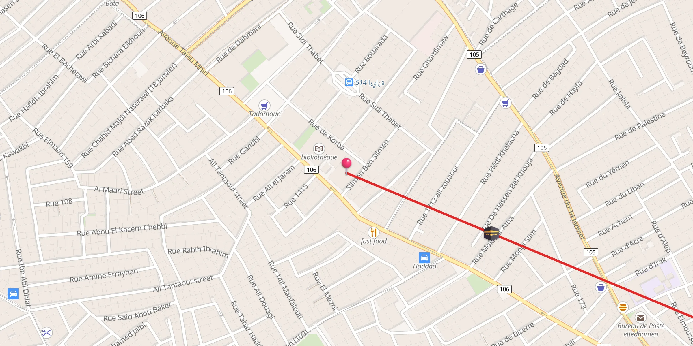 Carte de localisation : mosquee Hamza