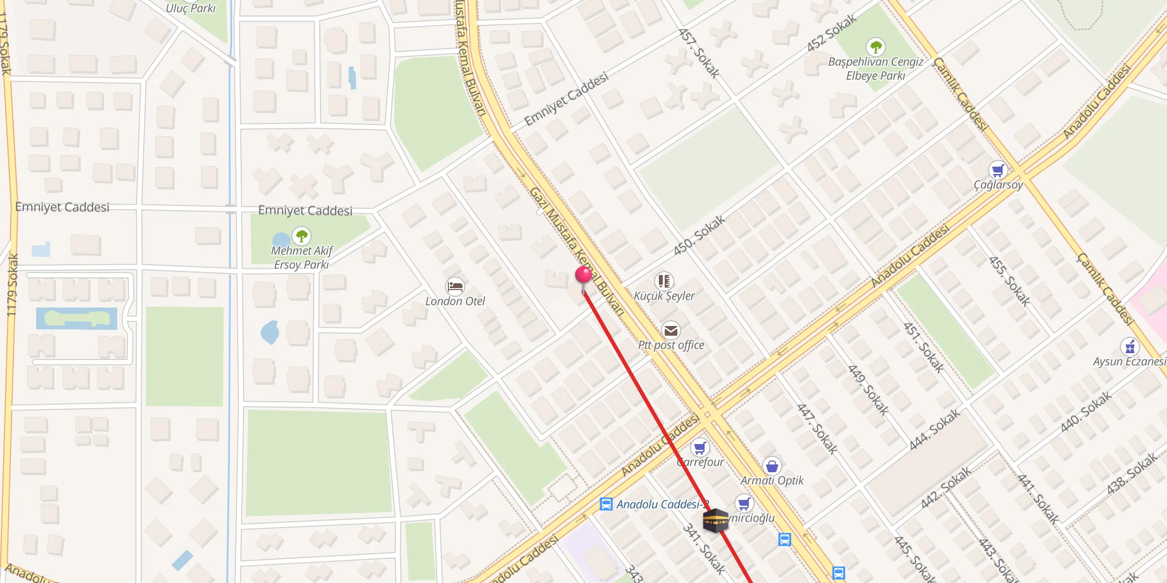 Carte de localisation : H. Hamit Yazaroğlu Cami