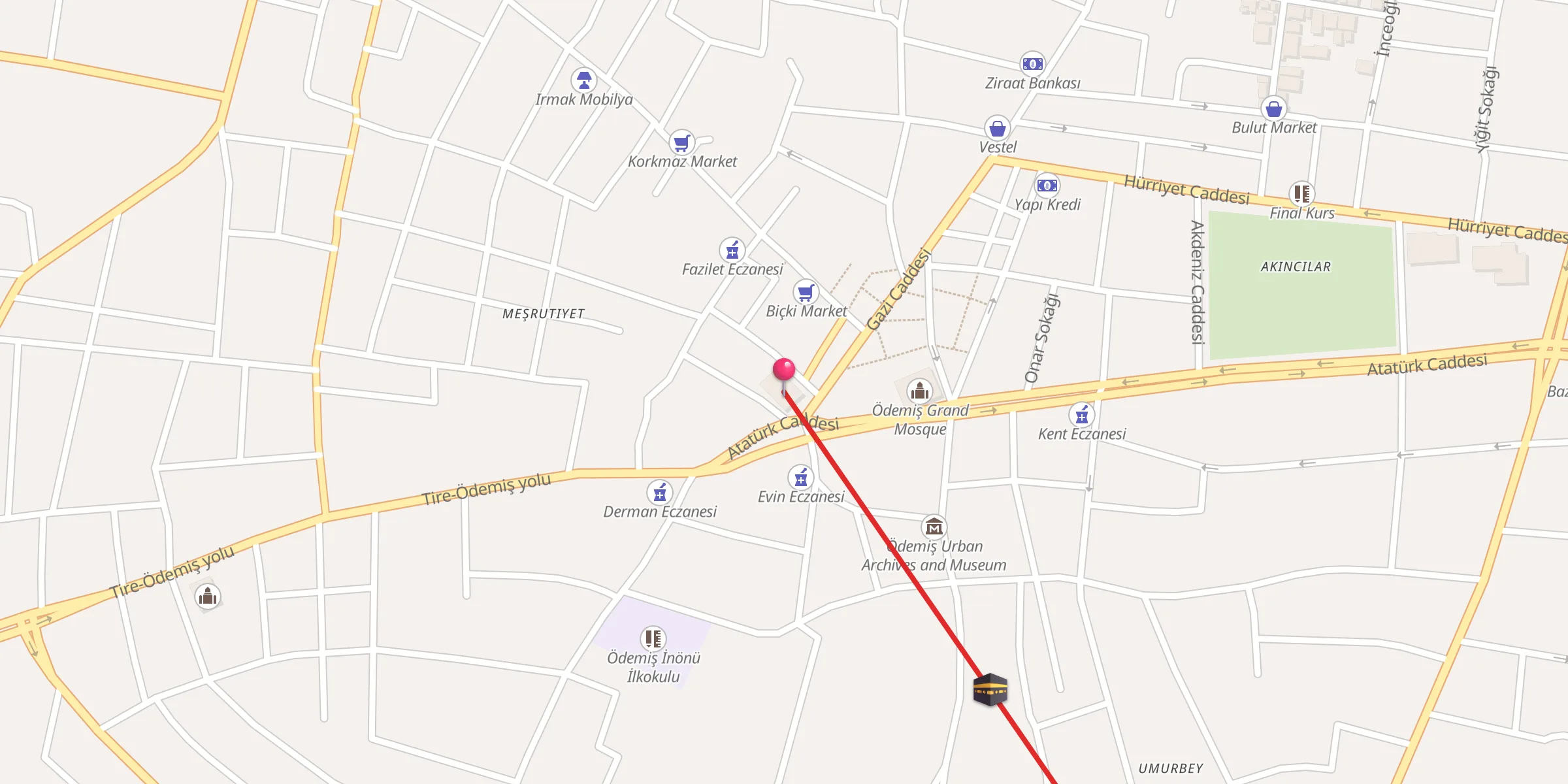 Carte de localisation : Hacı Abdi Ağa Camii