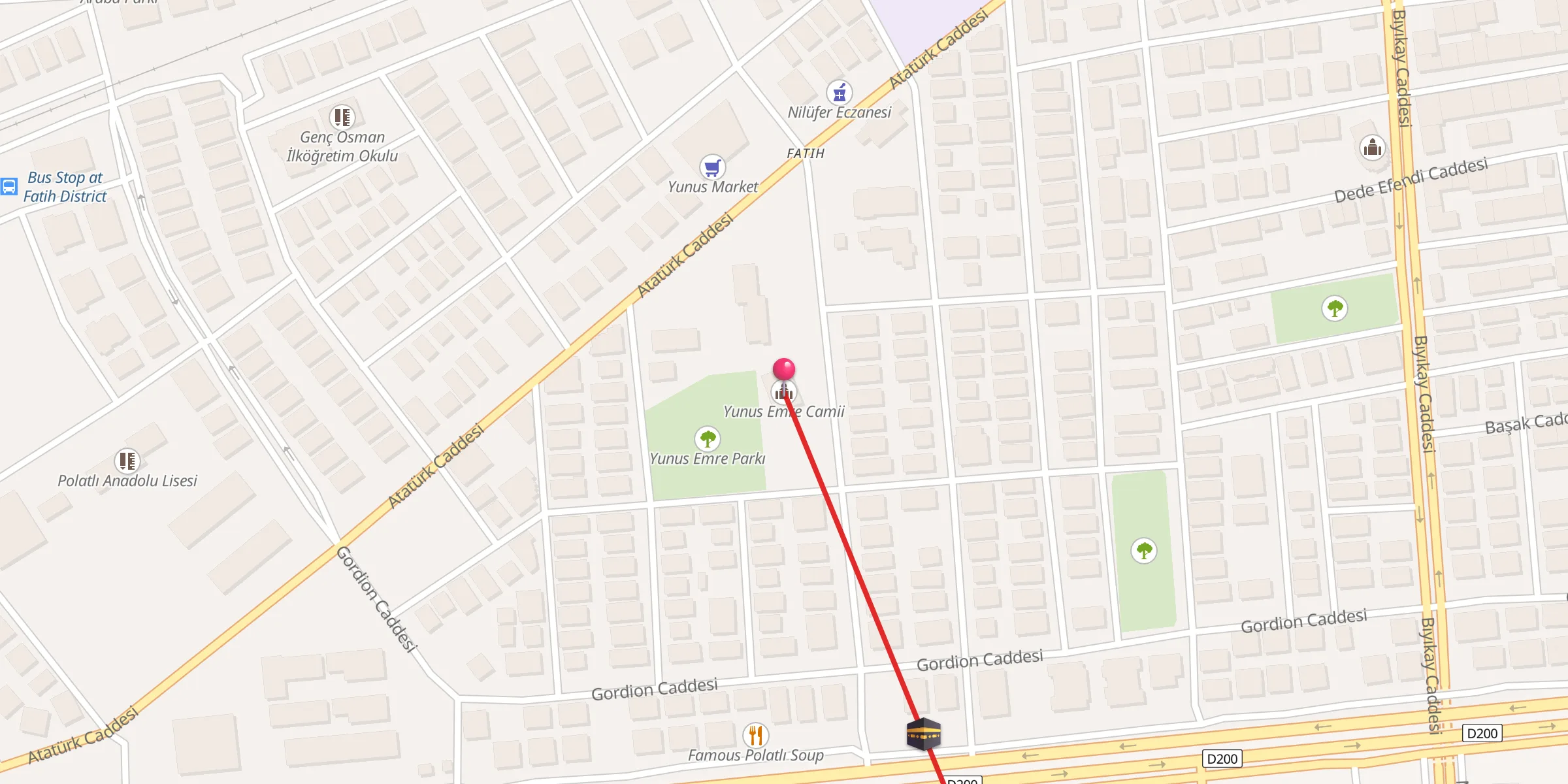 Carte de localisation : Yunus Emre Camii