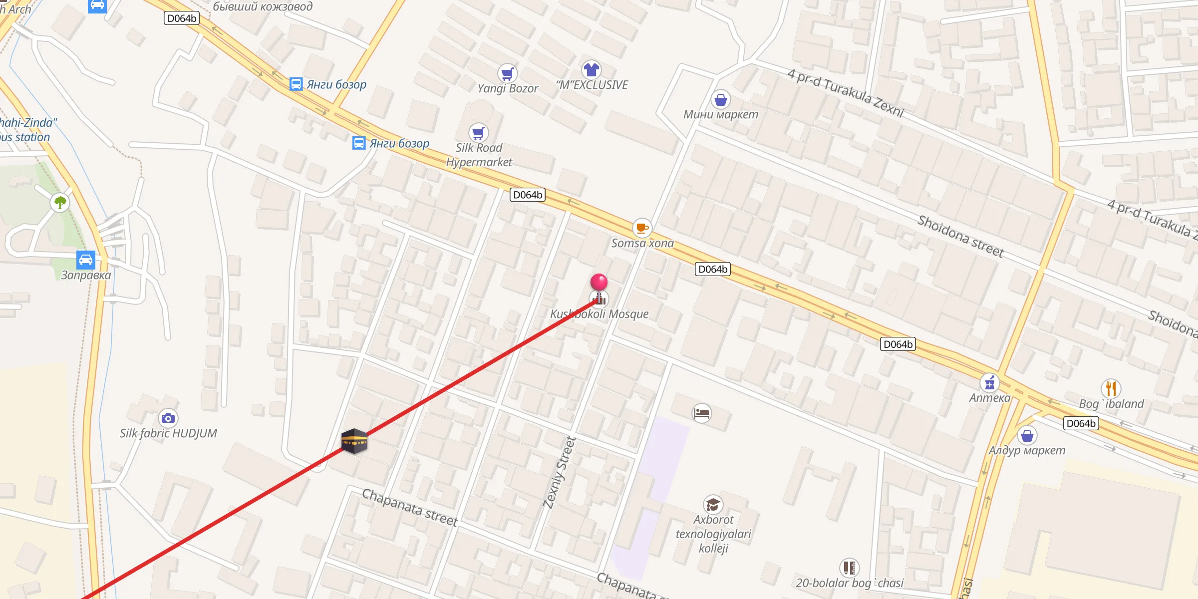 Carte de localisation : Qo'shboqqolli jom`e masjidi