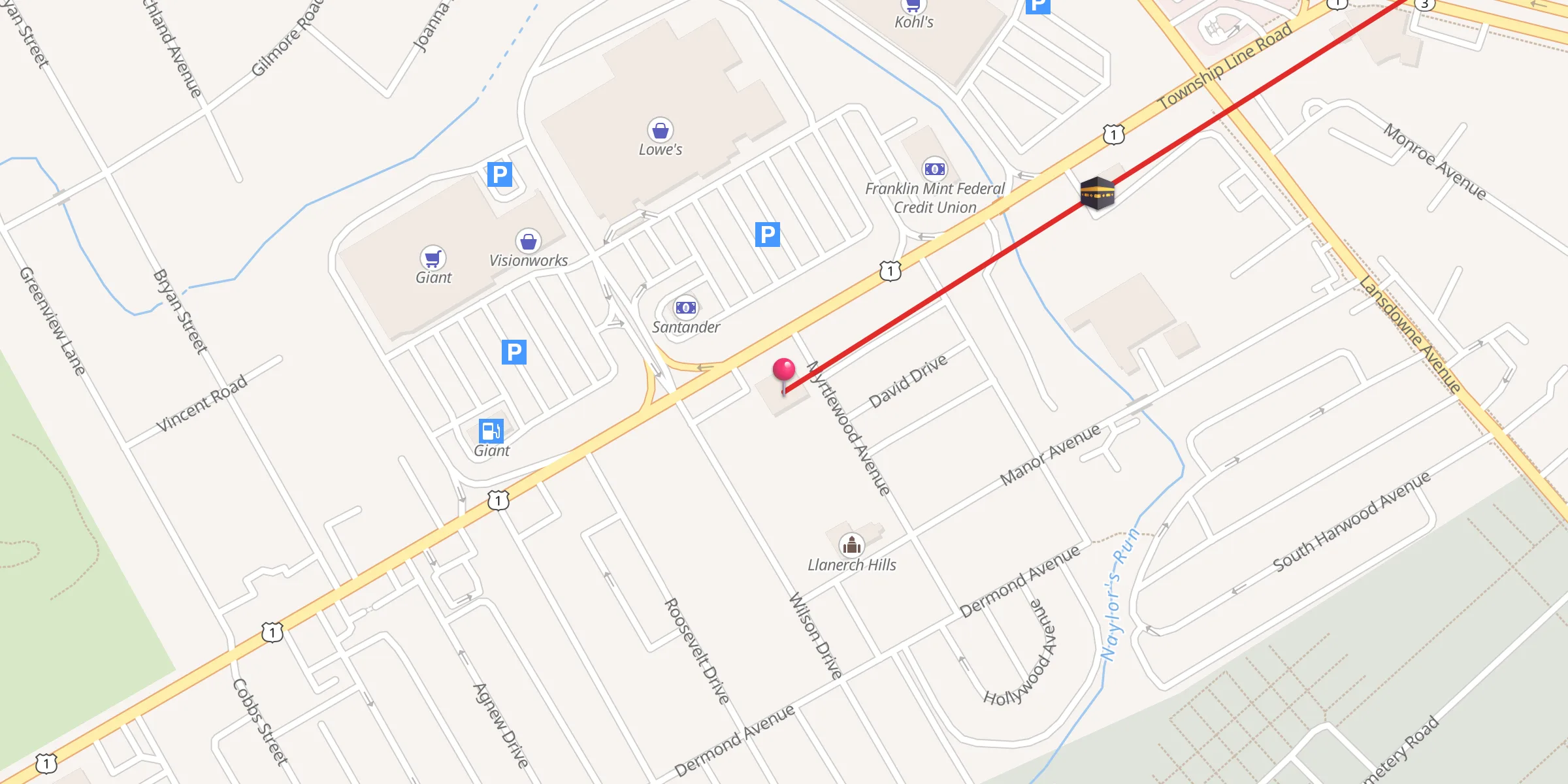 Carte de localisation : Islamic Center of Delaware County