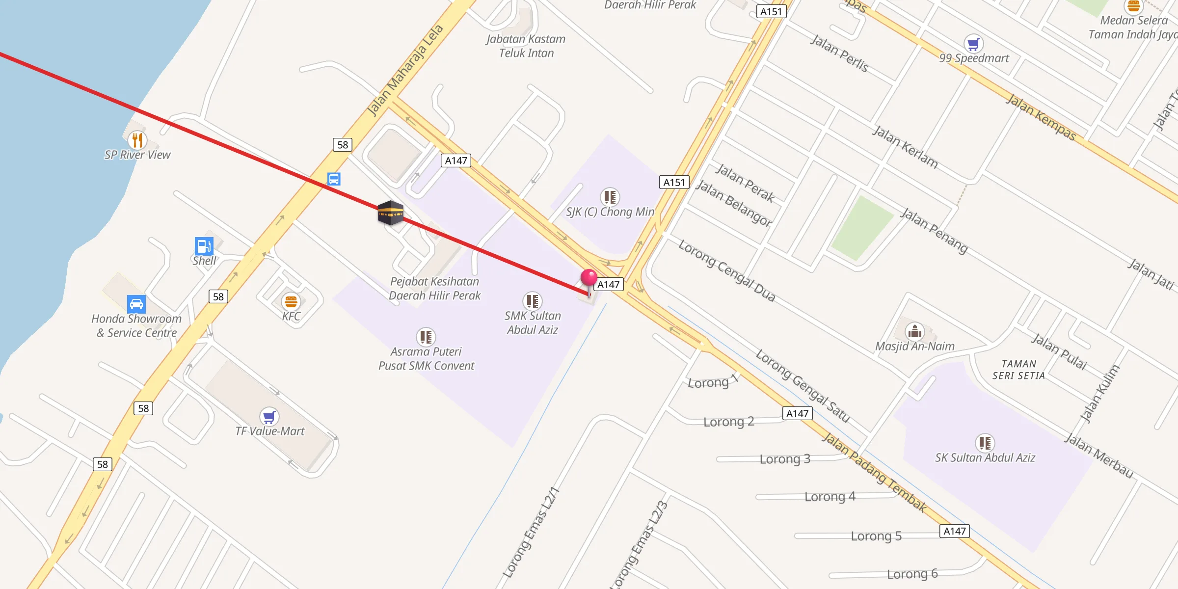 Carte de localisation : Surau SMK Sultan Abdul Aziz