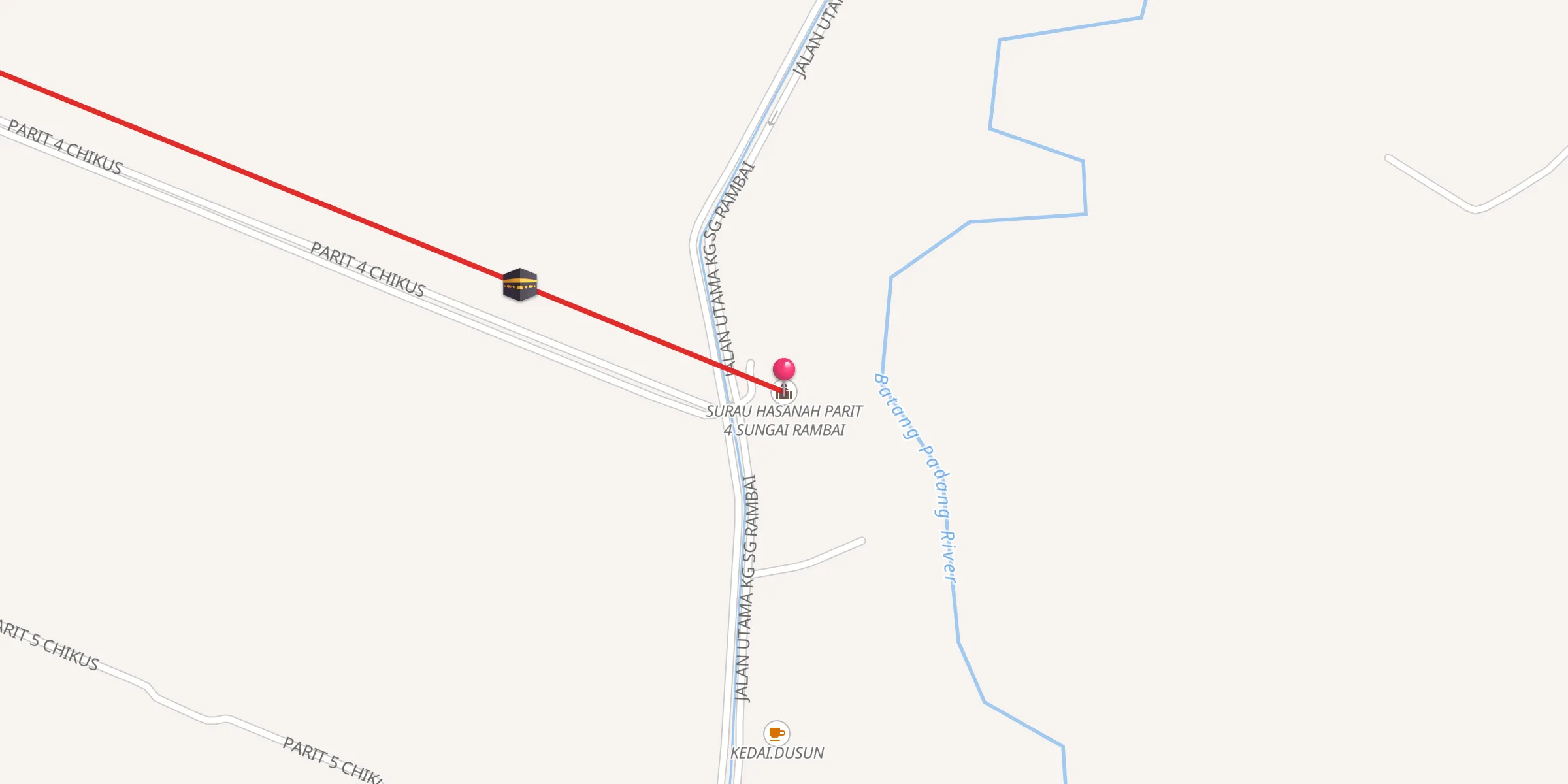 Carte de localisation : SURAU HASANAH PARIT 4 SUNGAI RAMBAI