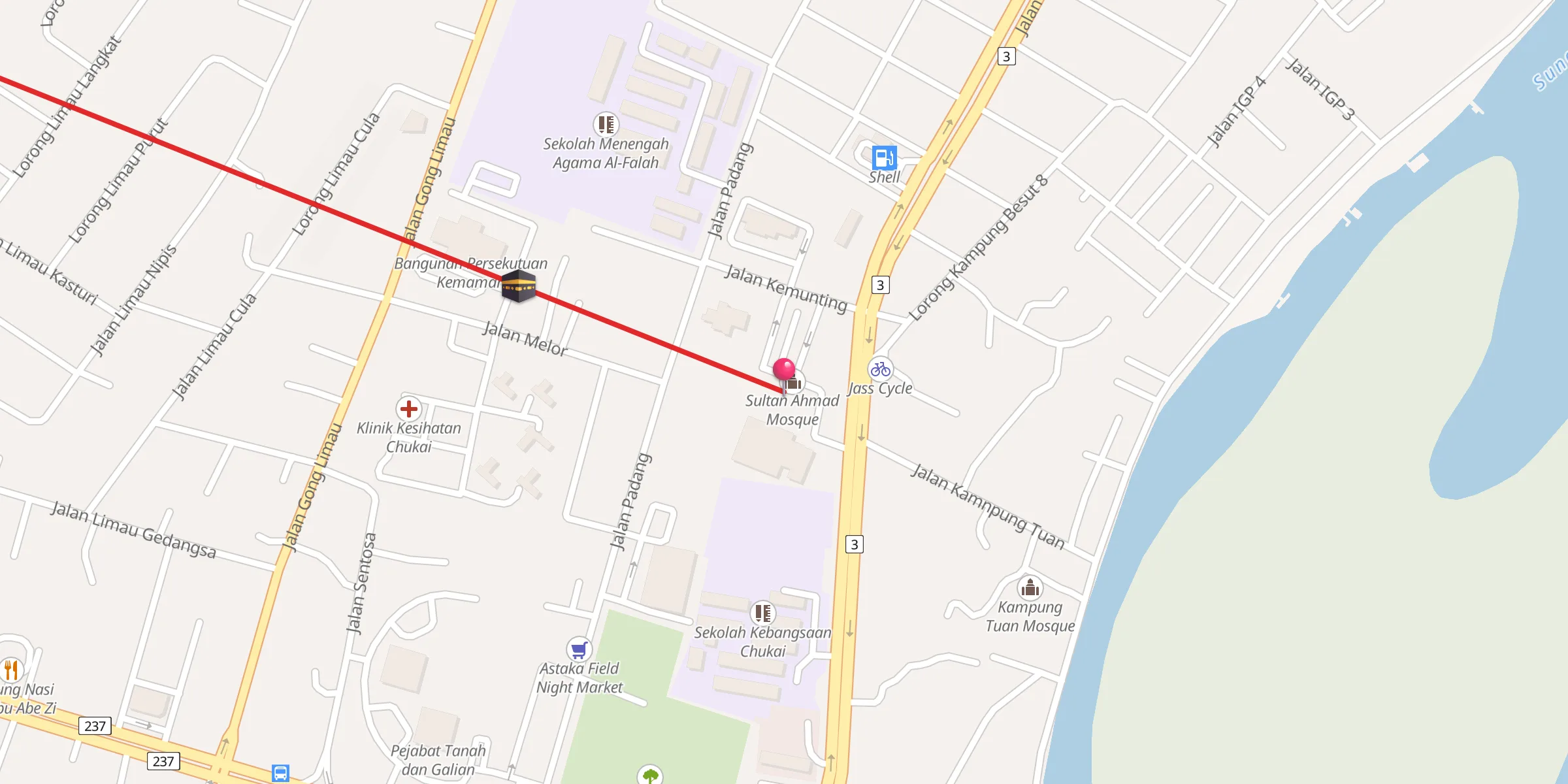 Carte de localisation : Masjid Sultan Ahmad